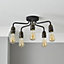 Inlight KYAT Industrial Matt Metal Black & bronze 5 Lamp LED Ceiling light