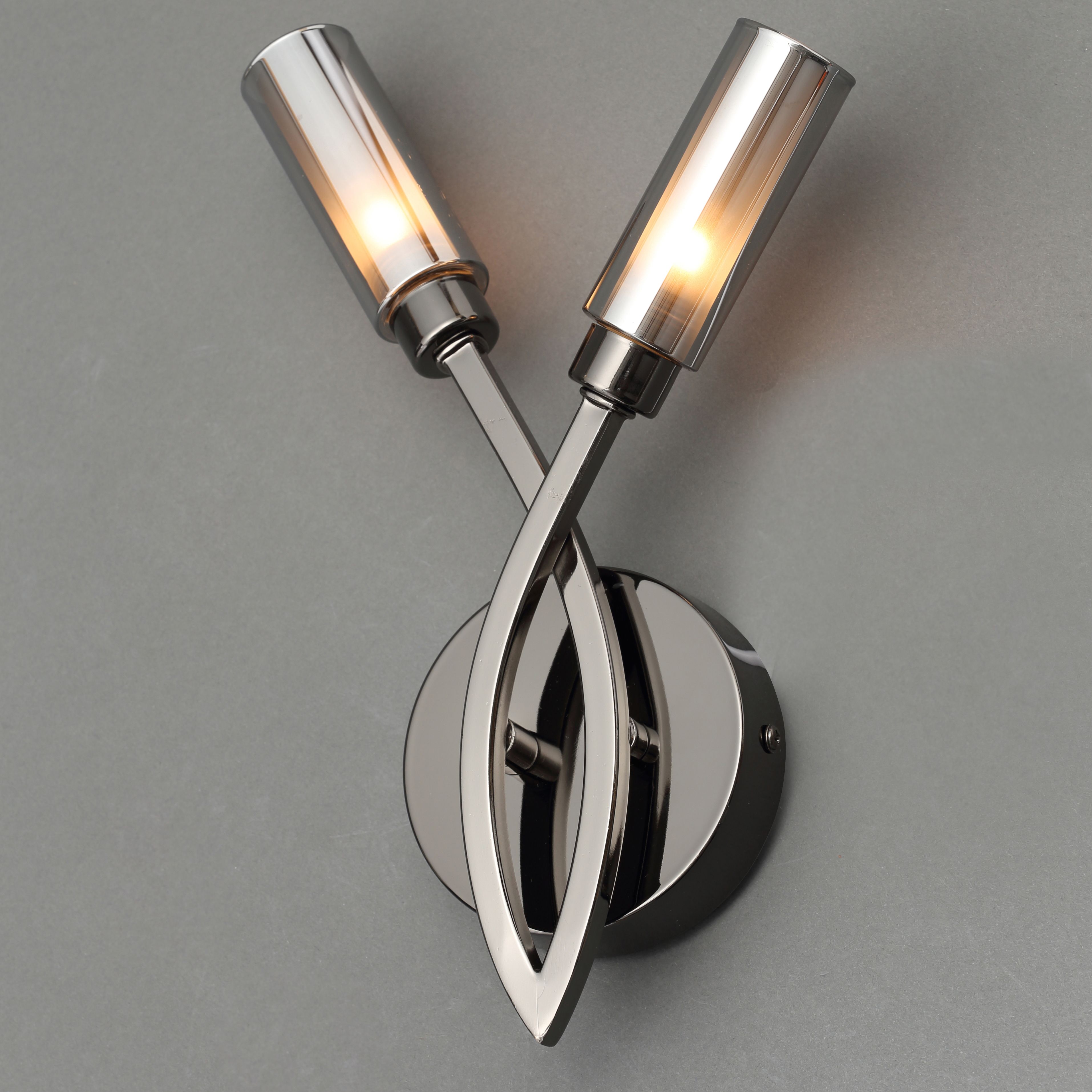 Inlight Langa Black Chrome effect Double Wall light DIY at B&Q