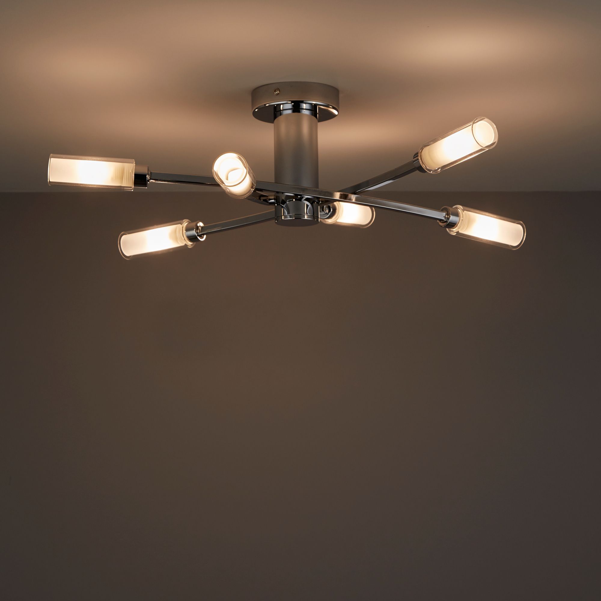 Inlight Langa Brushed Metal chrome effect 6 Lamp Ceiling light
