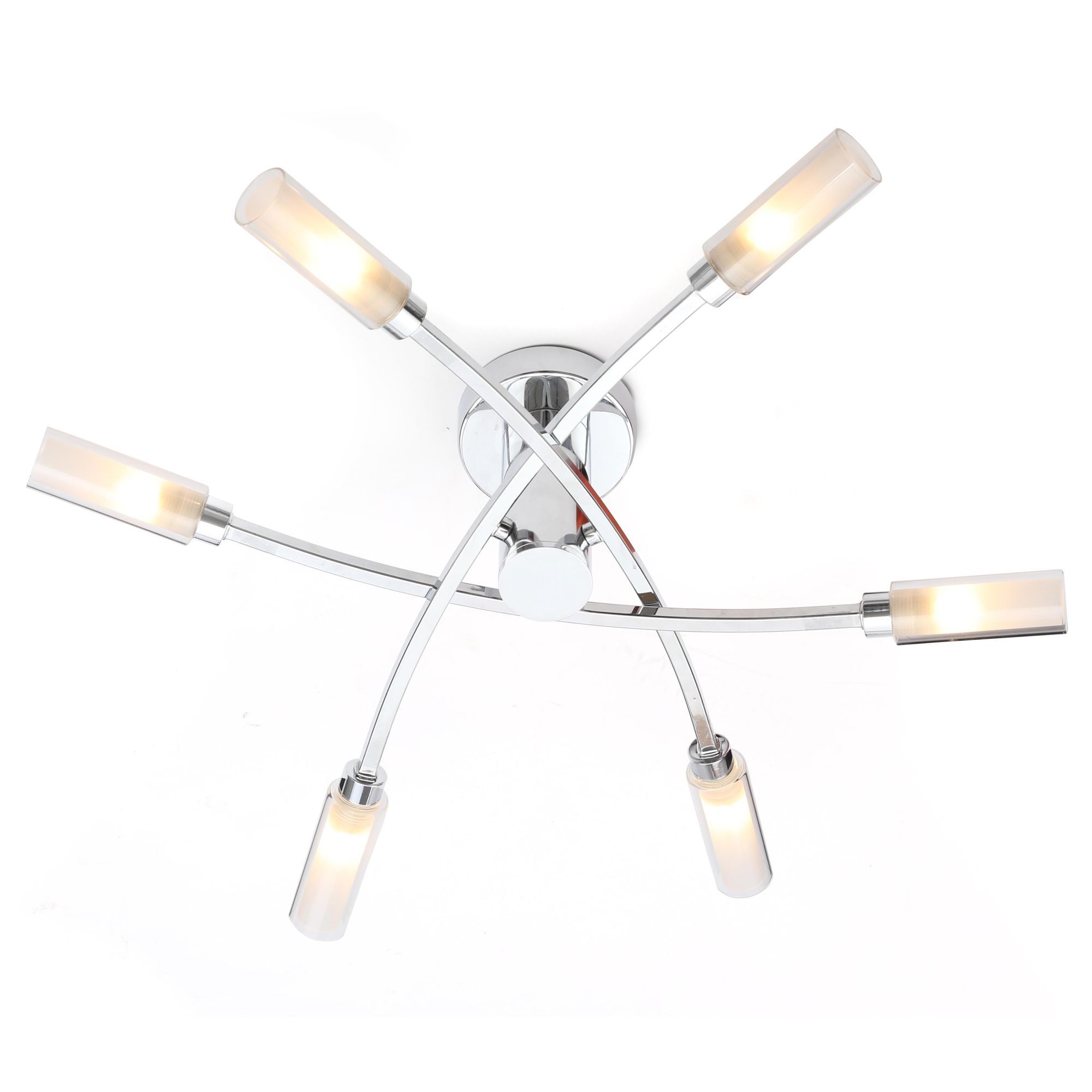 Inlight Langa Brushed Metal chrome effect 6 Lamp Ceiling light