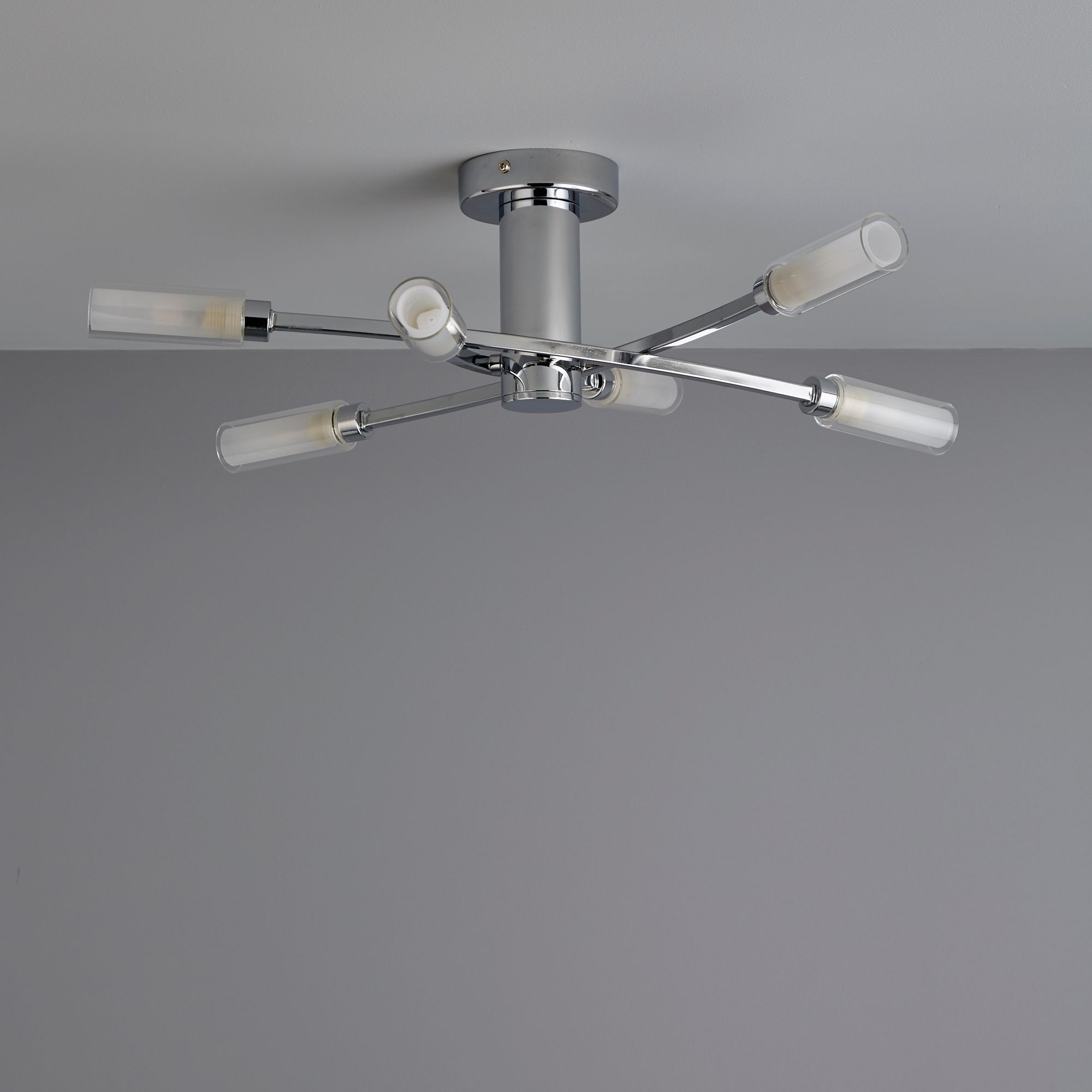 Inlight Langa Brushed Metal chrome effect 6 Lamp Ceiling light