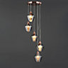 Inlight Leah Pendant Glass & iron Copper effect 5 Lamp Ceiling light