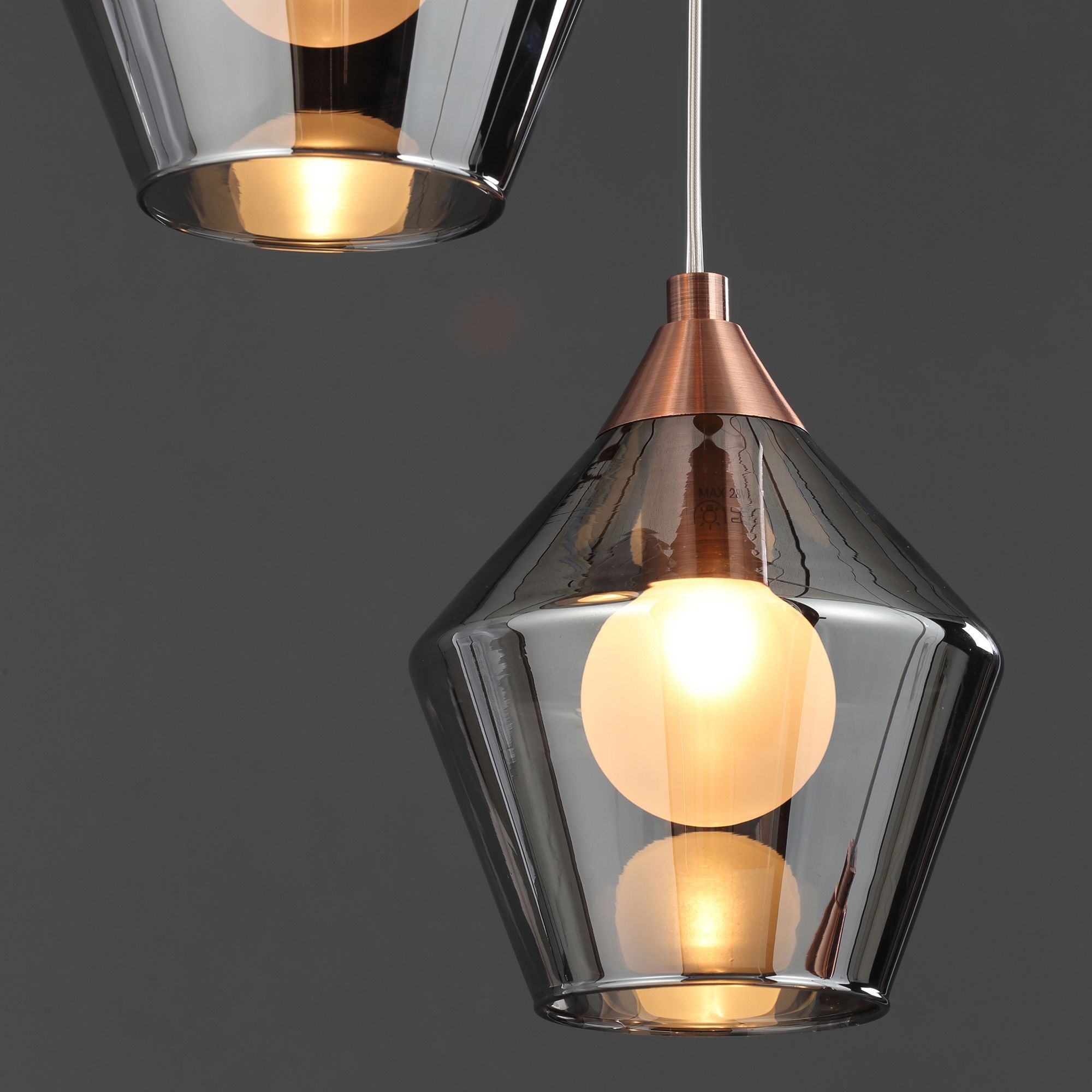 Inlight Leah Pendant Glass & iron Copper effect 5 Lamp Ceiling light