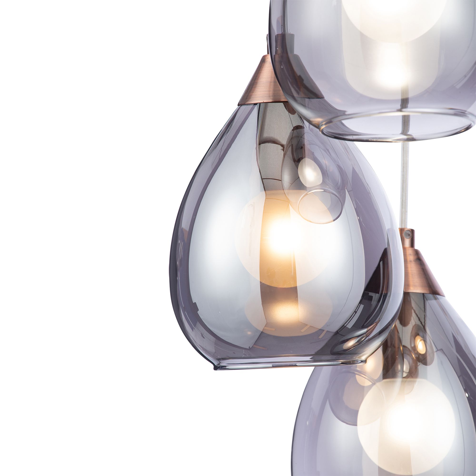 Inlight Leah Pendant Glass & iron Copper effect 5 Lamp Ceiling light