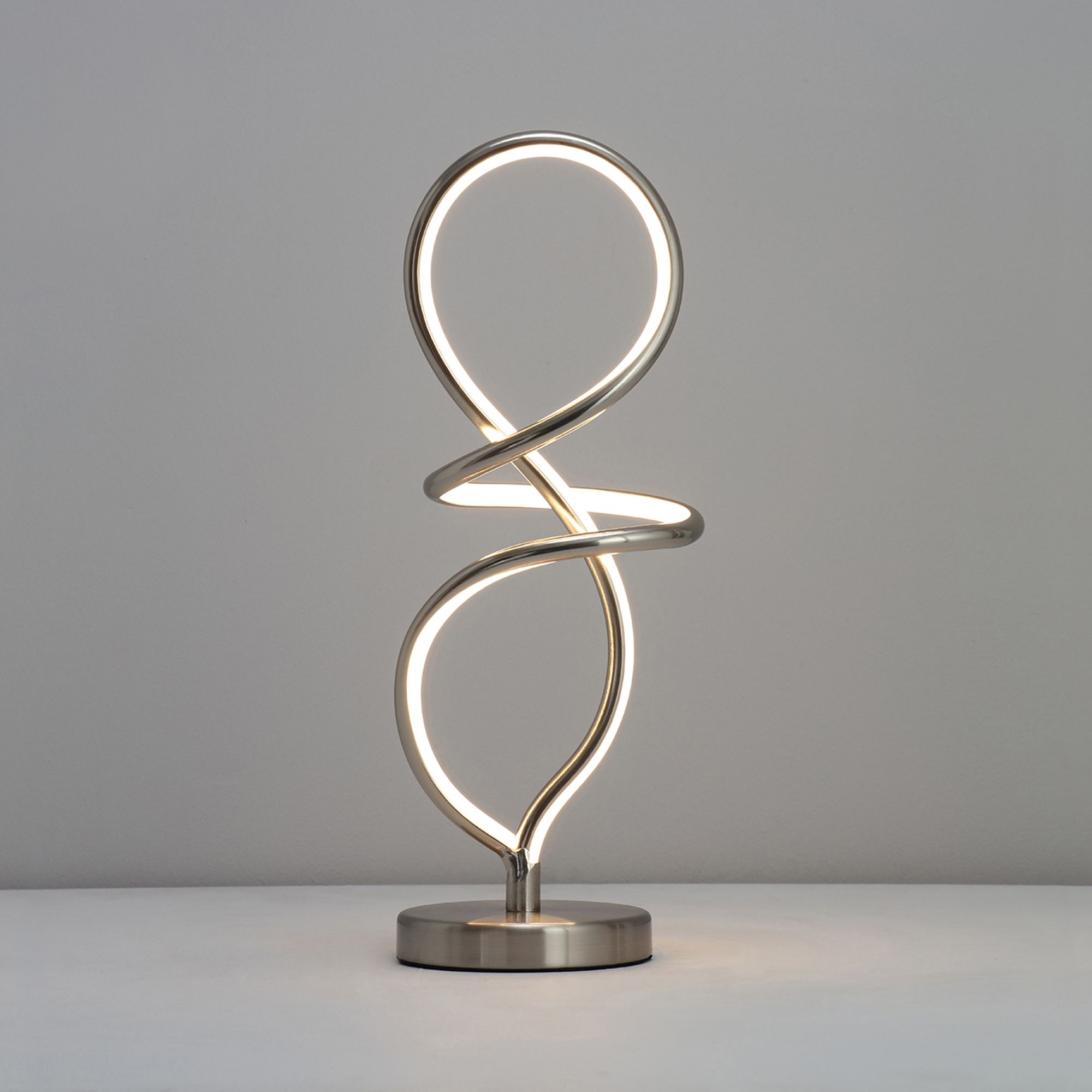 Inlight Leda Spiral Satin nickel effect Table light DIY at B Q