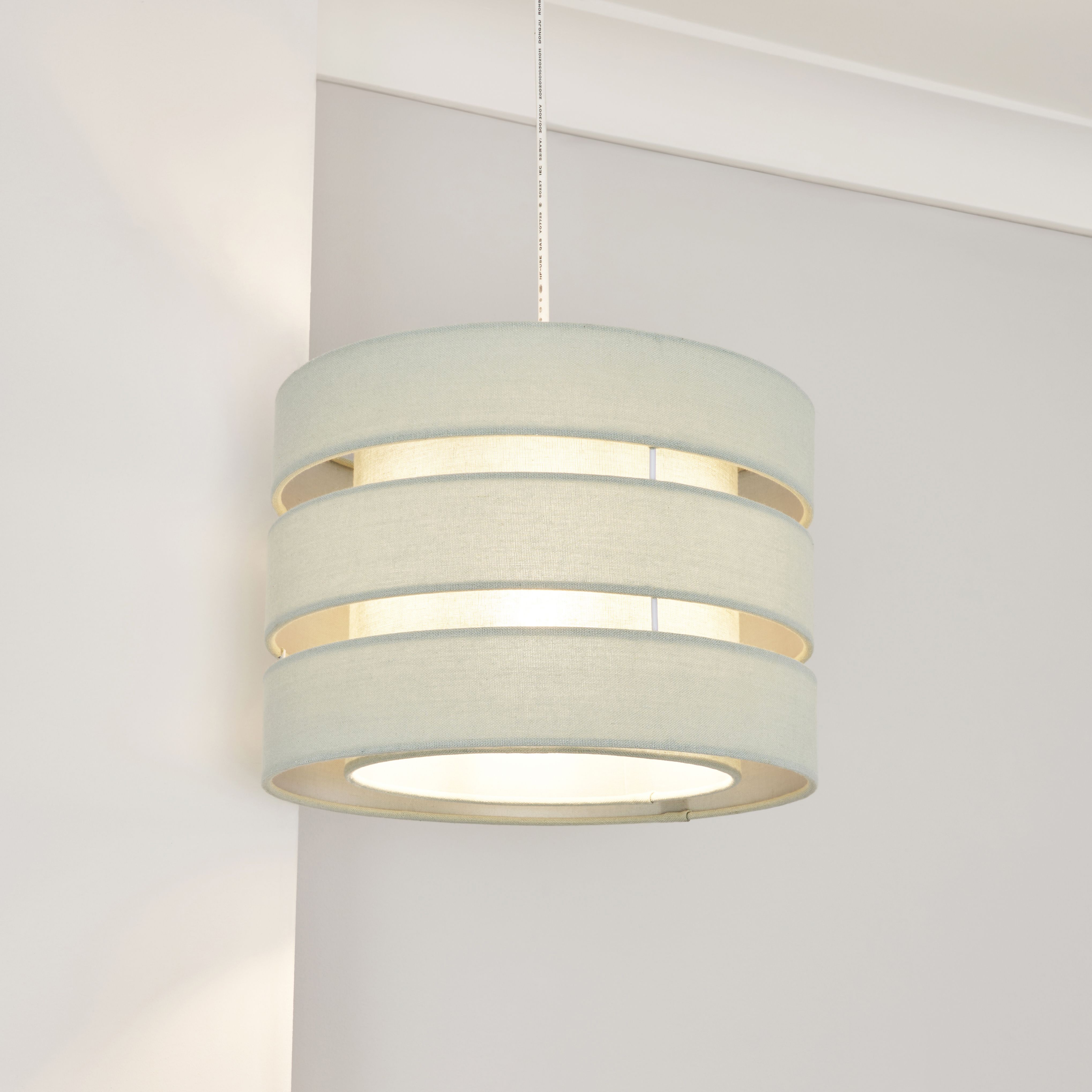 Inlight Lewell Duck Egg Linen effect Mini Trio Cylinder Light shade (D)28cm