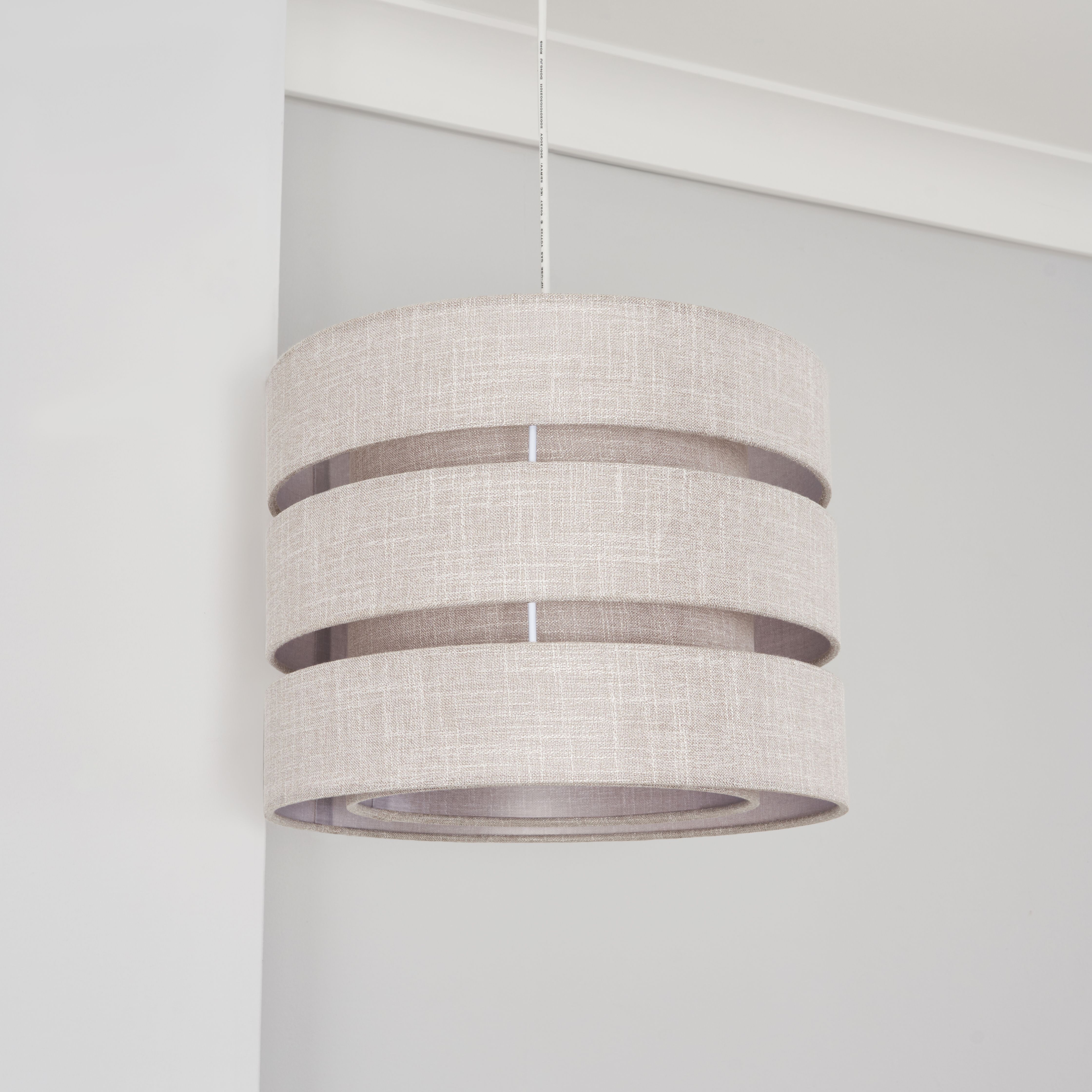 Inlight Light Grey Woven effect Slubby Trio Light shade D 33cm