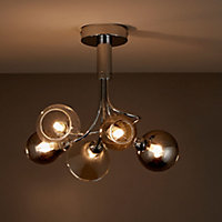 Inlight Lilie Semi-flush Brushed Chrome effect 5 Lamp Ceiling light