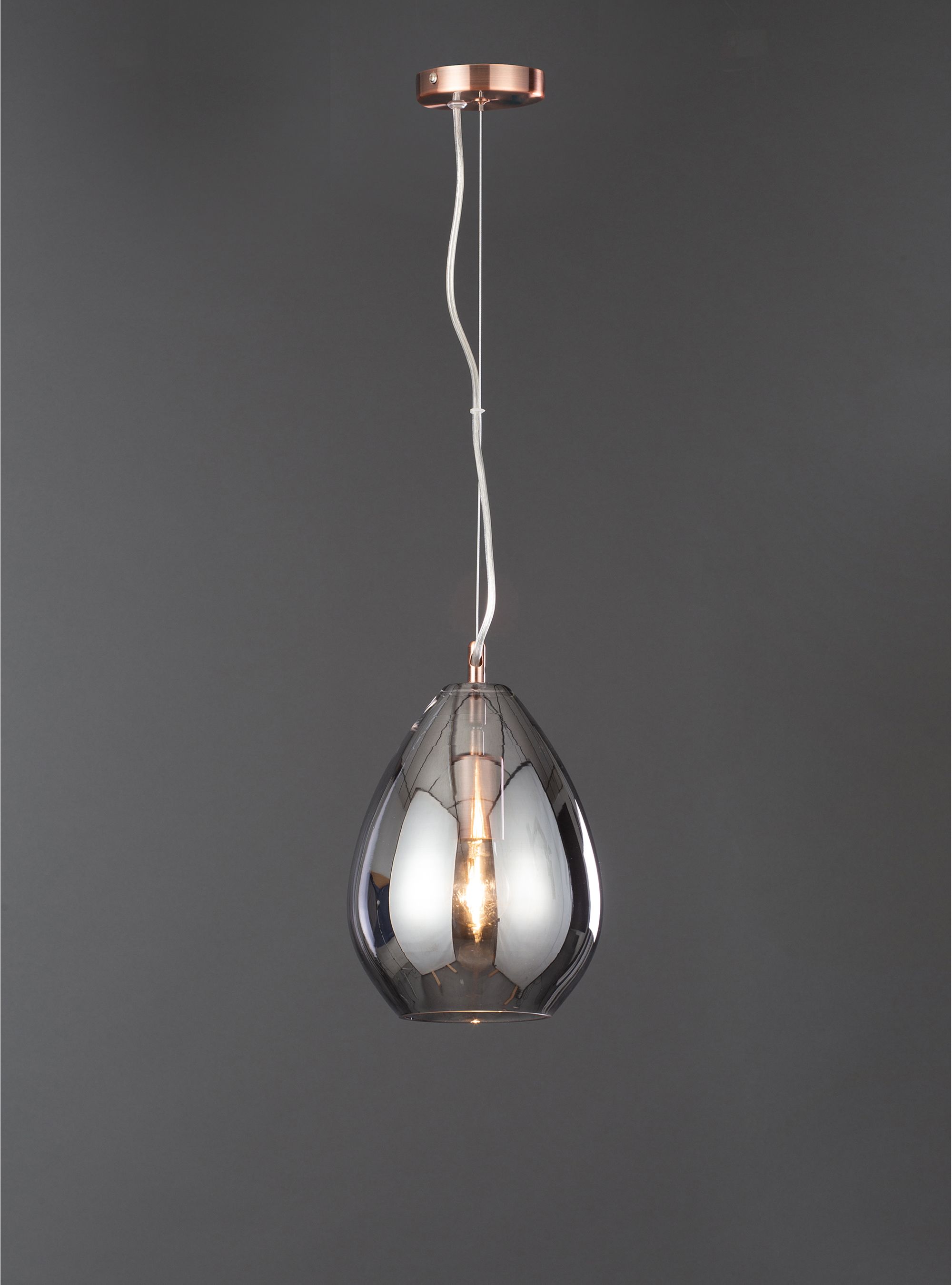 Inlight Lima Pendant Glass & iron Copper effect Ceiling light