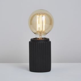 Inlight Lipp Ribbed Black Cylinder Table lamp