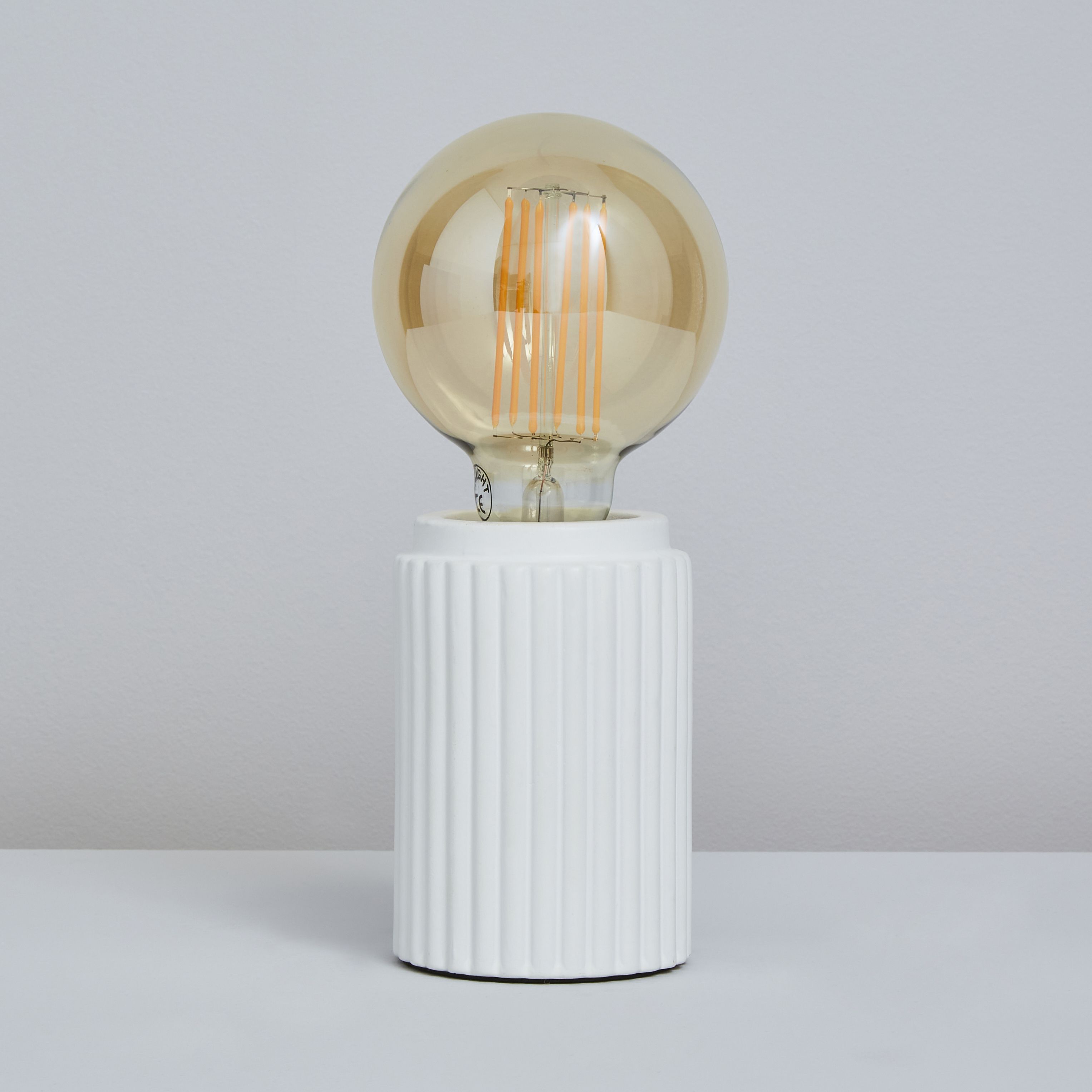 Inlight Lipp Ribbed White Cylinder Table lamp