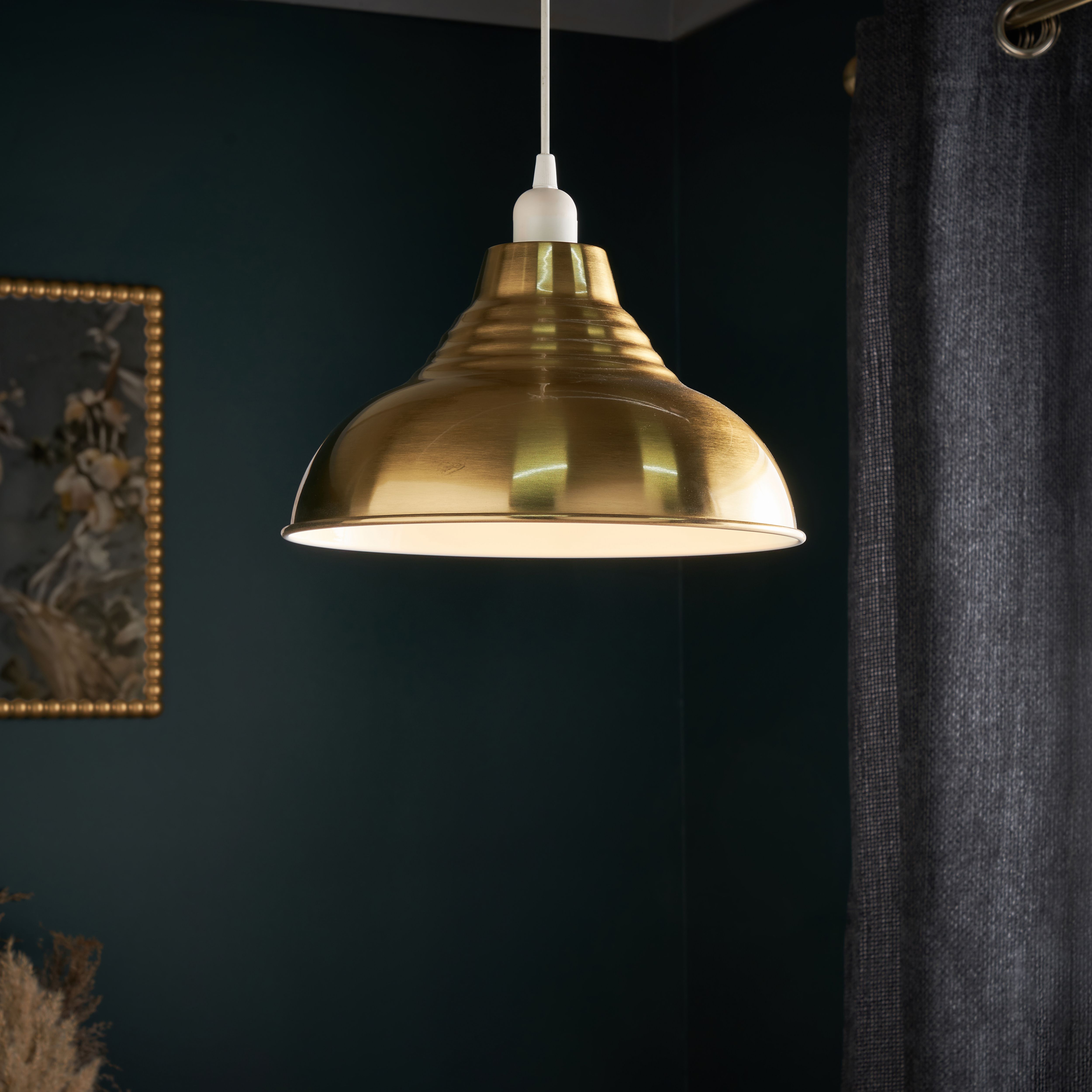 Inlight Lucia Brushed Brass effect Round Lamp shade (D)30cm