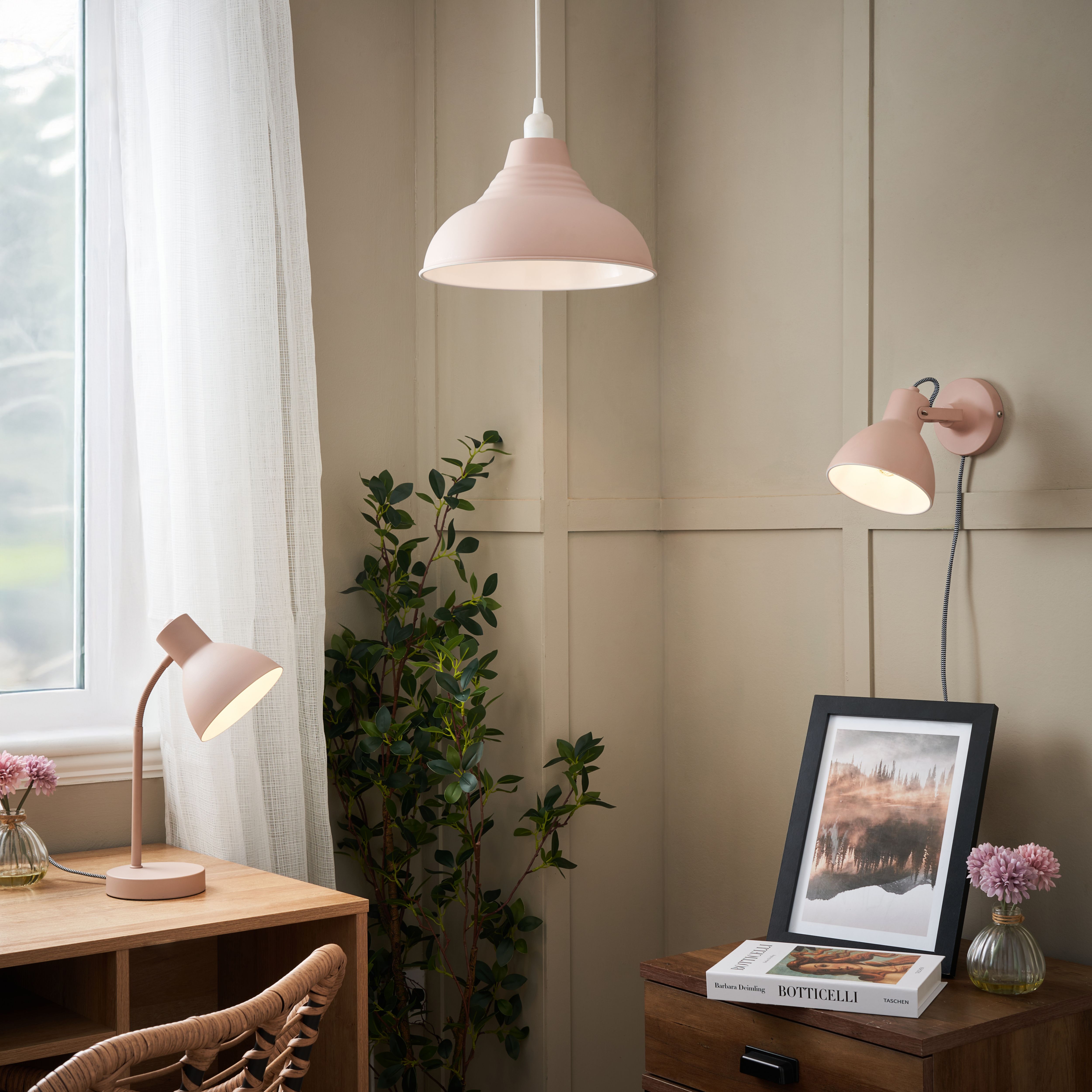 Inlight Lucia Printed Rose Pink Round Lamp shade (D)30cm