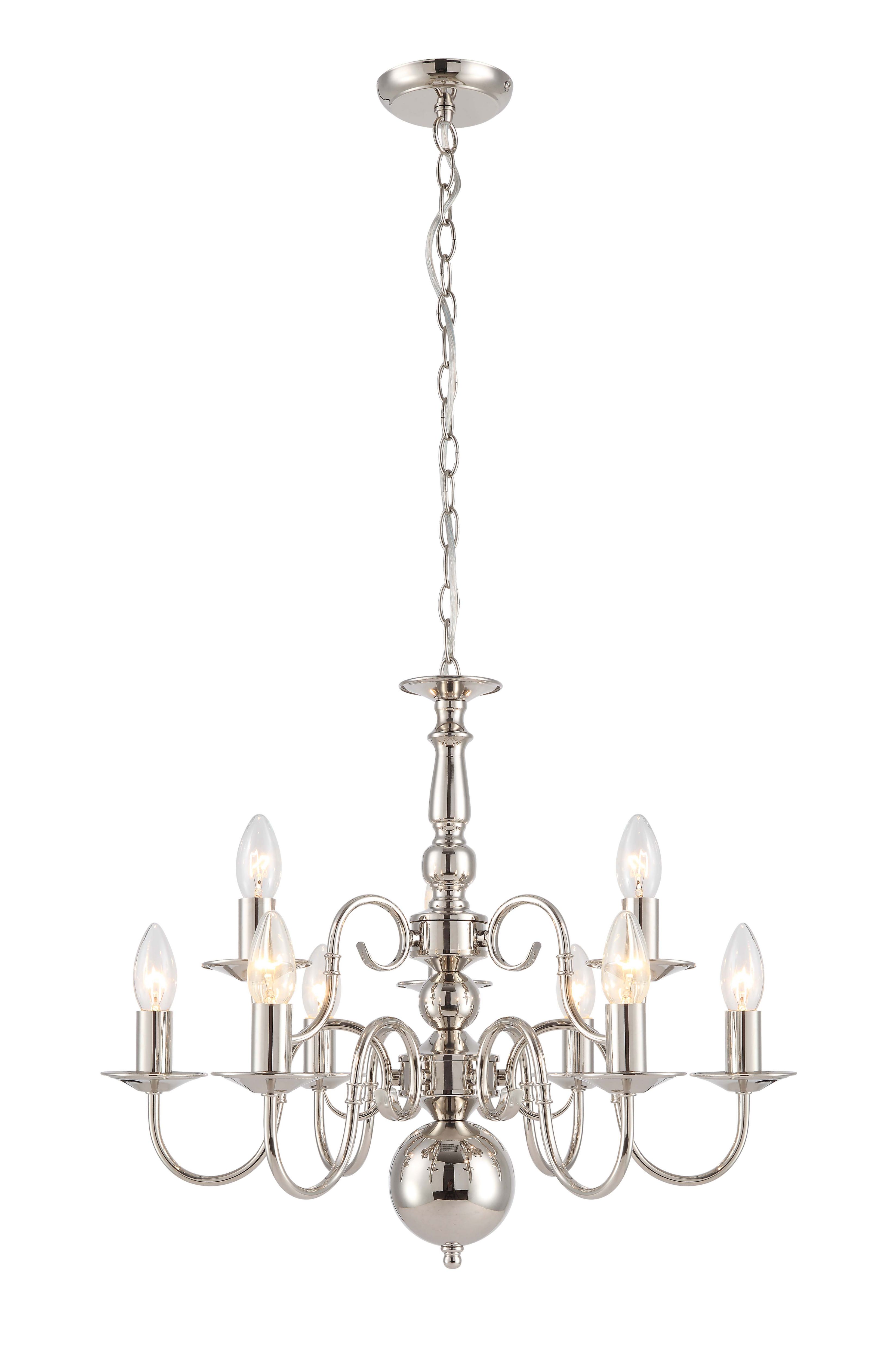 Inlight Manning Chandelier Nickel effect 9 Lamp Pendant ceiling light