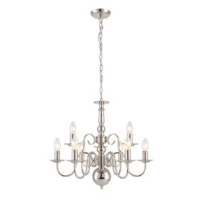 Inlight Manning Chandelier Nickel effect 9 Lamp Pendant ceiling light