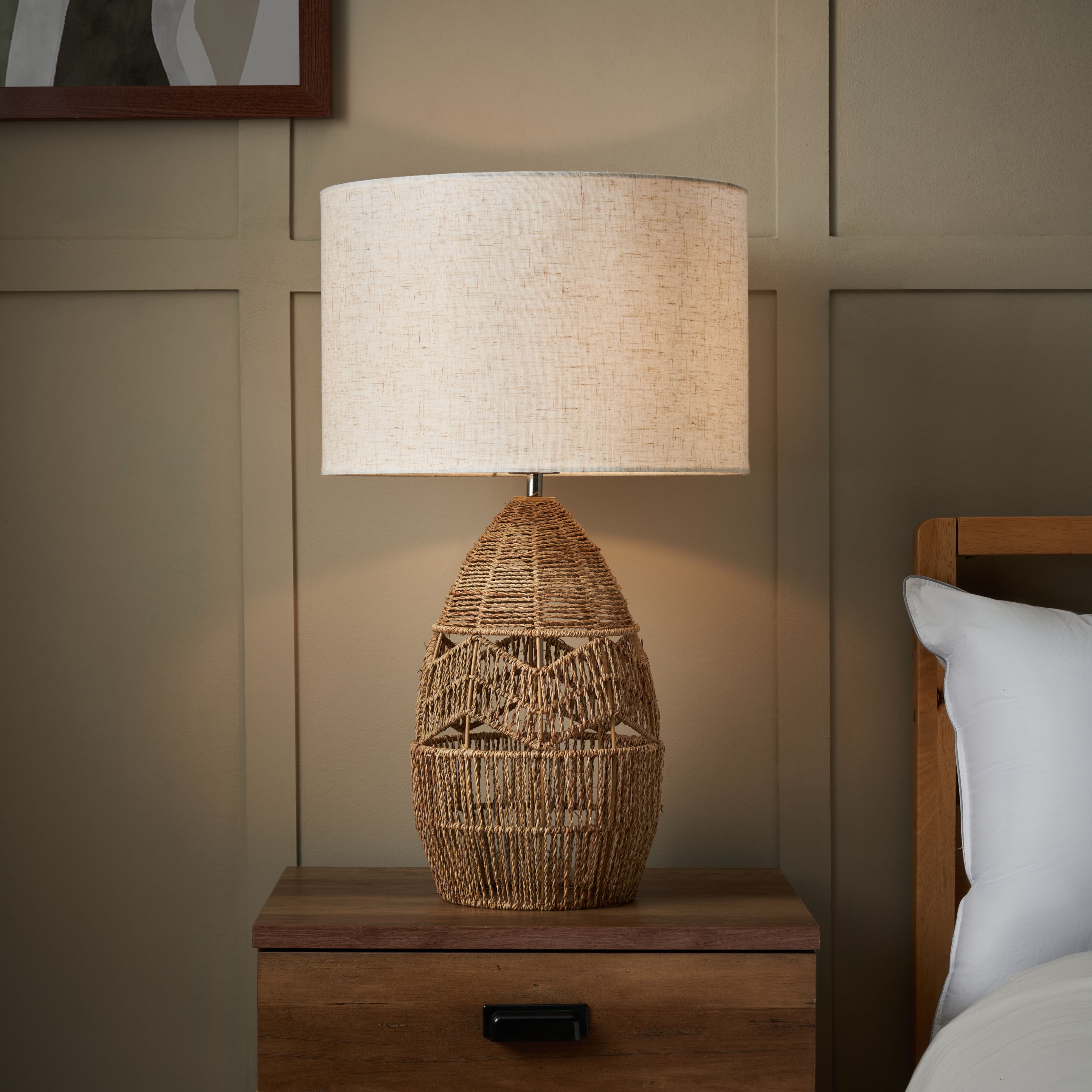 Inlight Marfil String Round Matt Natural Rattan effect Table lamp