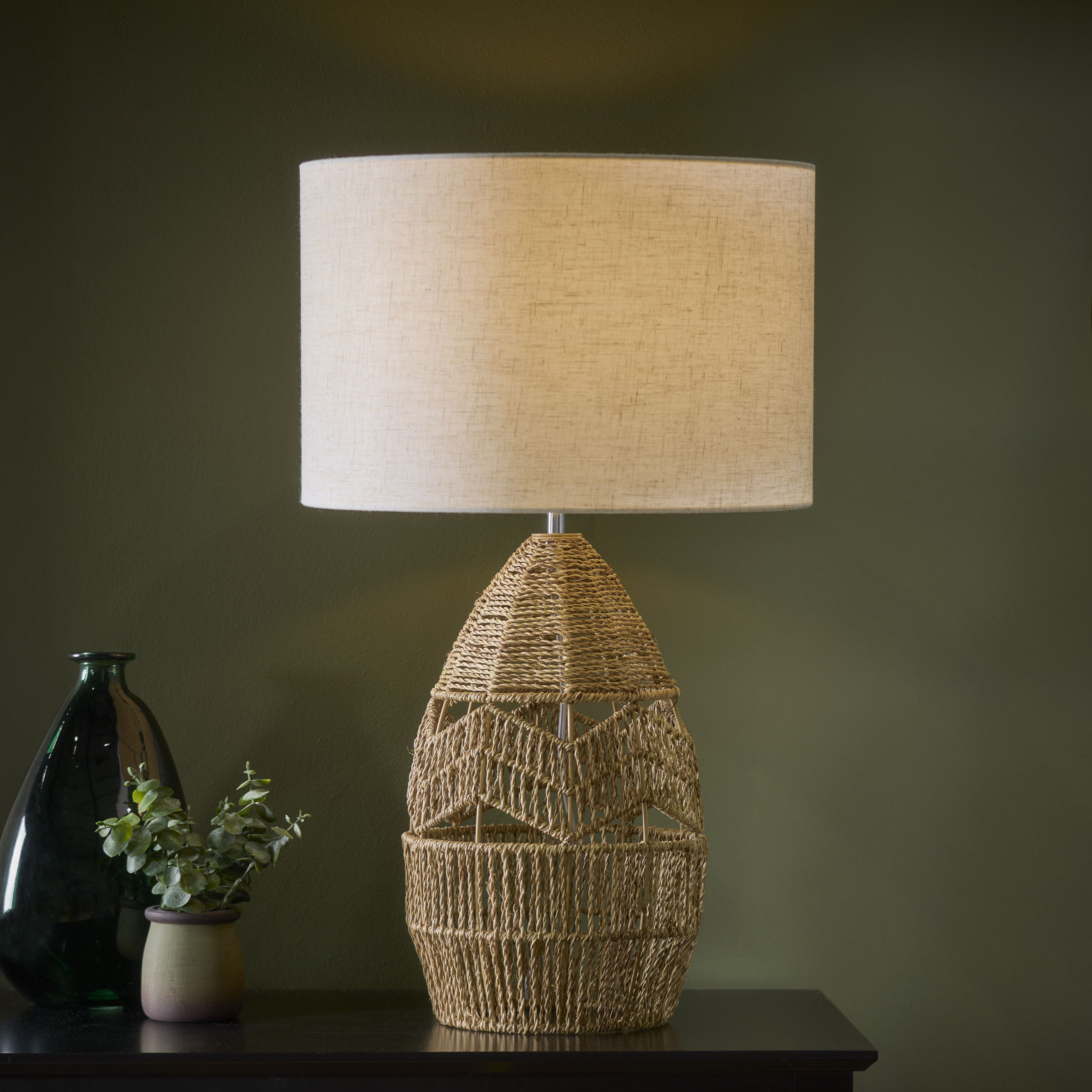 Inlight Marfil String Round Matt Natural Rattan effect Table lamp