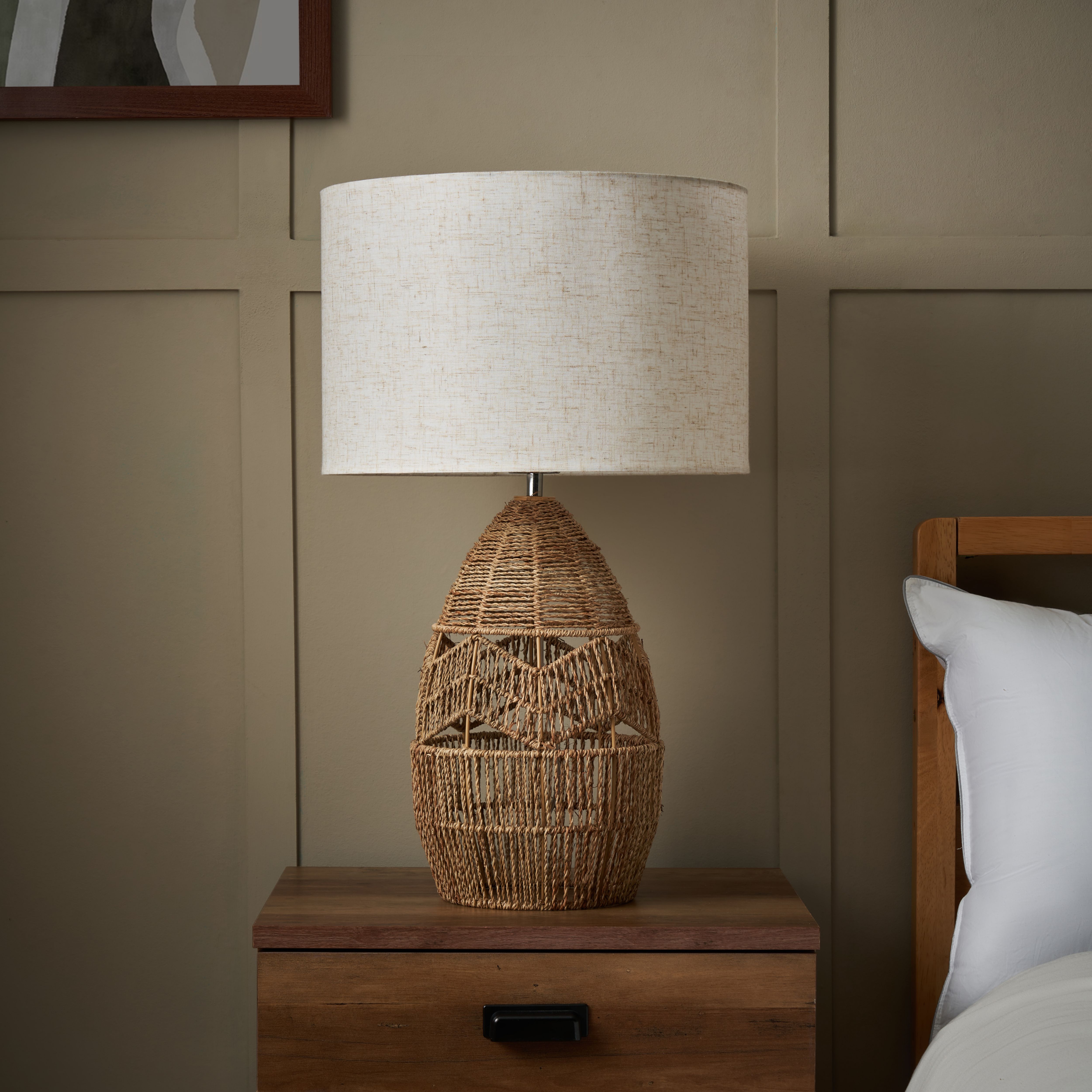 Inlight Marfil String Round Matt Natural Rattan effect Table lamp