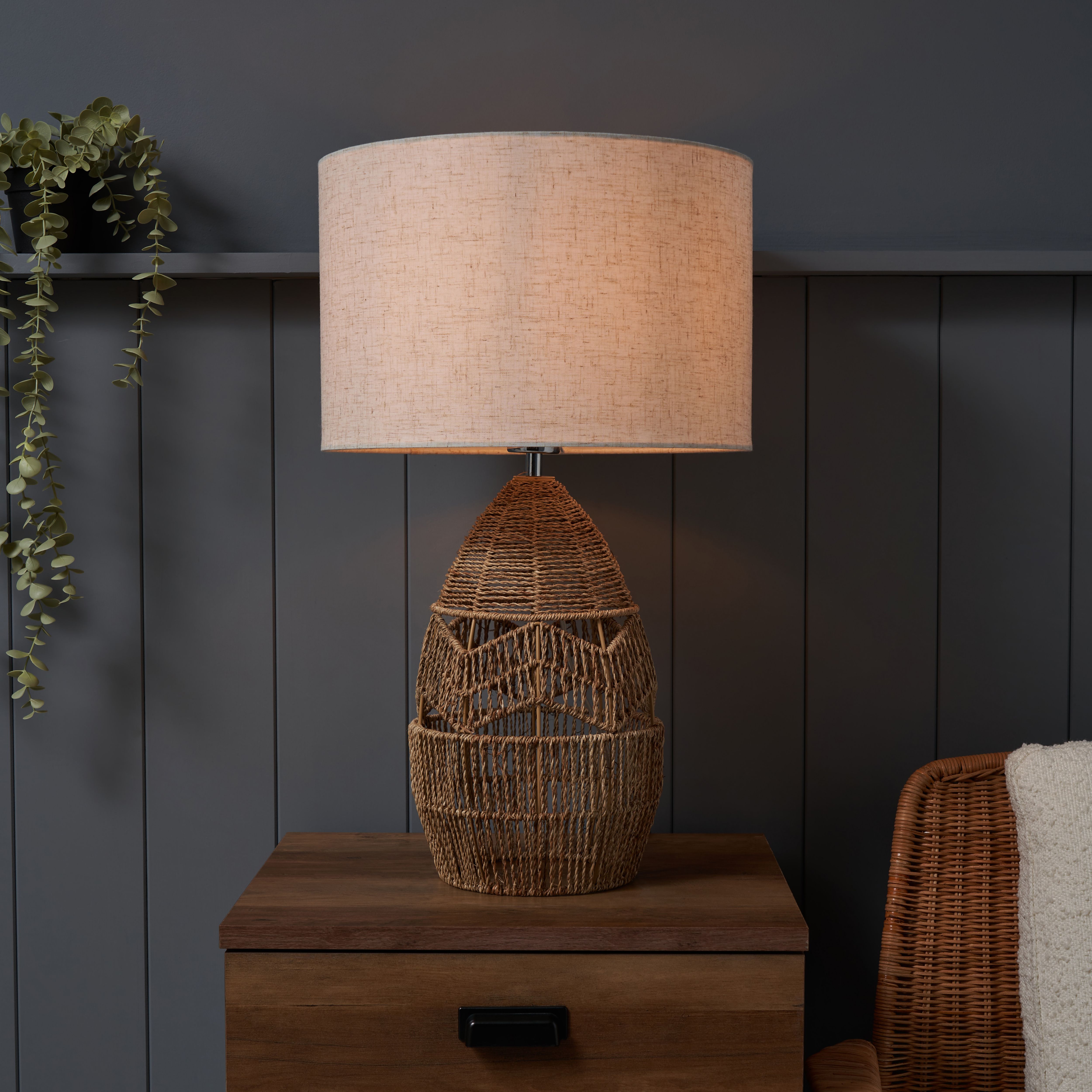 Inlight Marfil String Round Matt Natural Rattan effect Table lamp