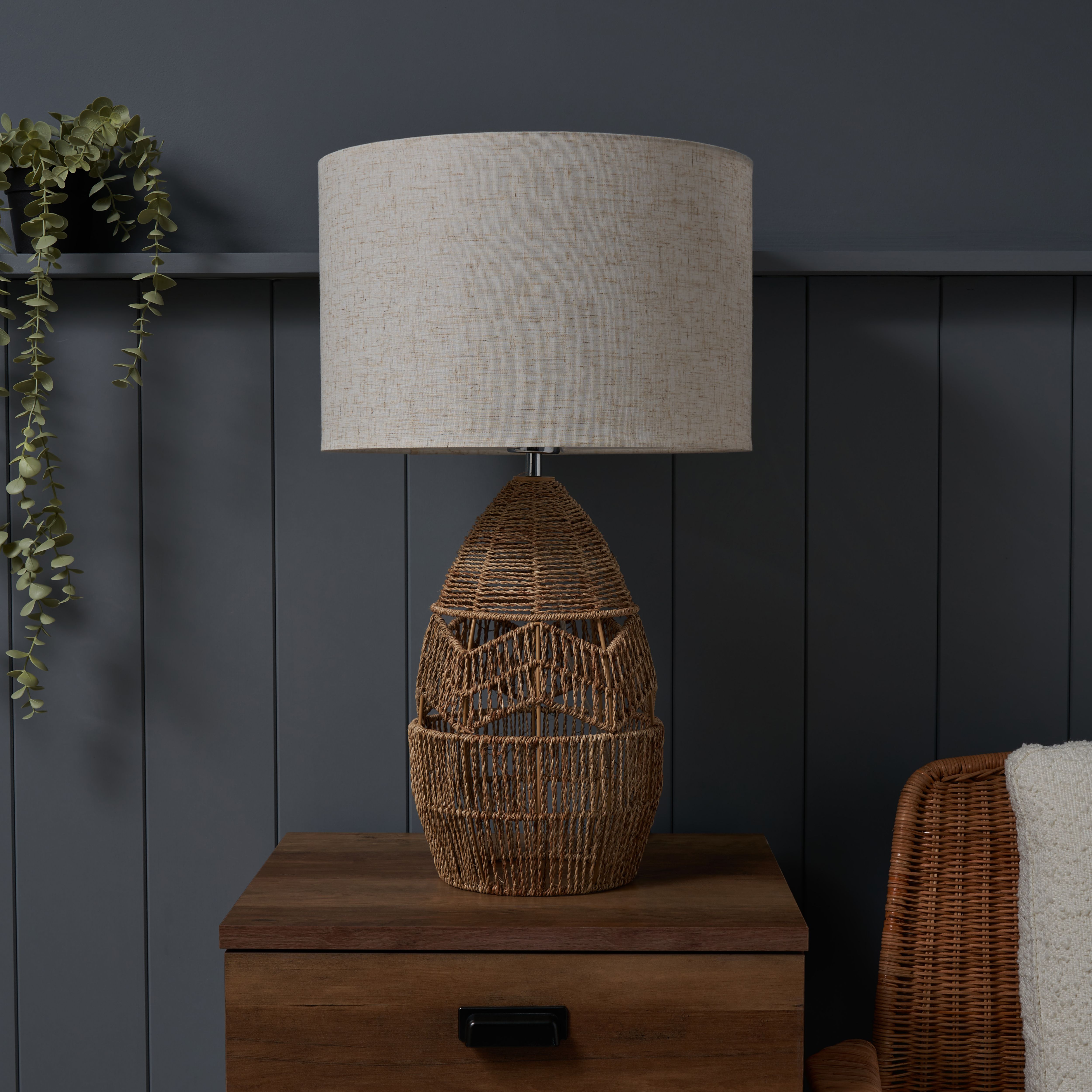 Inlight Marfil String Round Matt Natural Rattan effect Table lamp