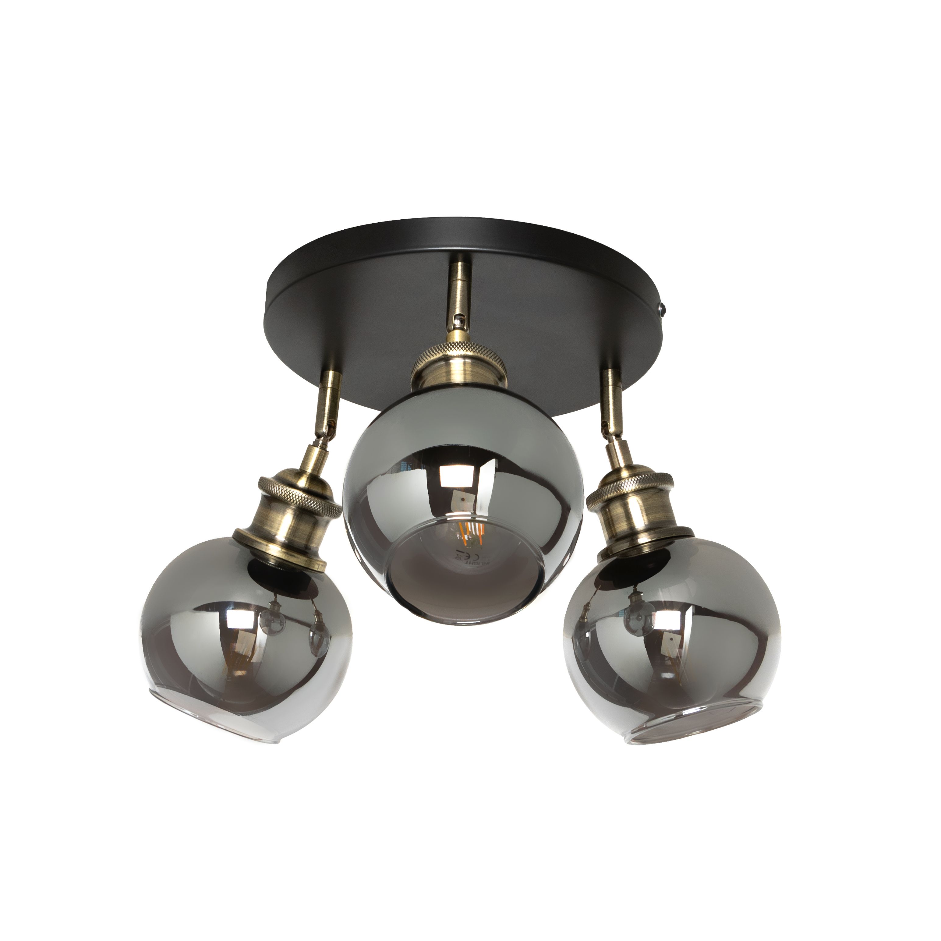 Inlight Mebel Brushed Satin Glass & metal Antique Brass effect 3 Lamp LED Ceiling light
