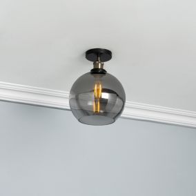 Inlight Mebel Brushed Satin Glass & metal Antique Brass effect Ceiling light