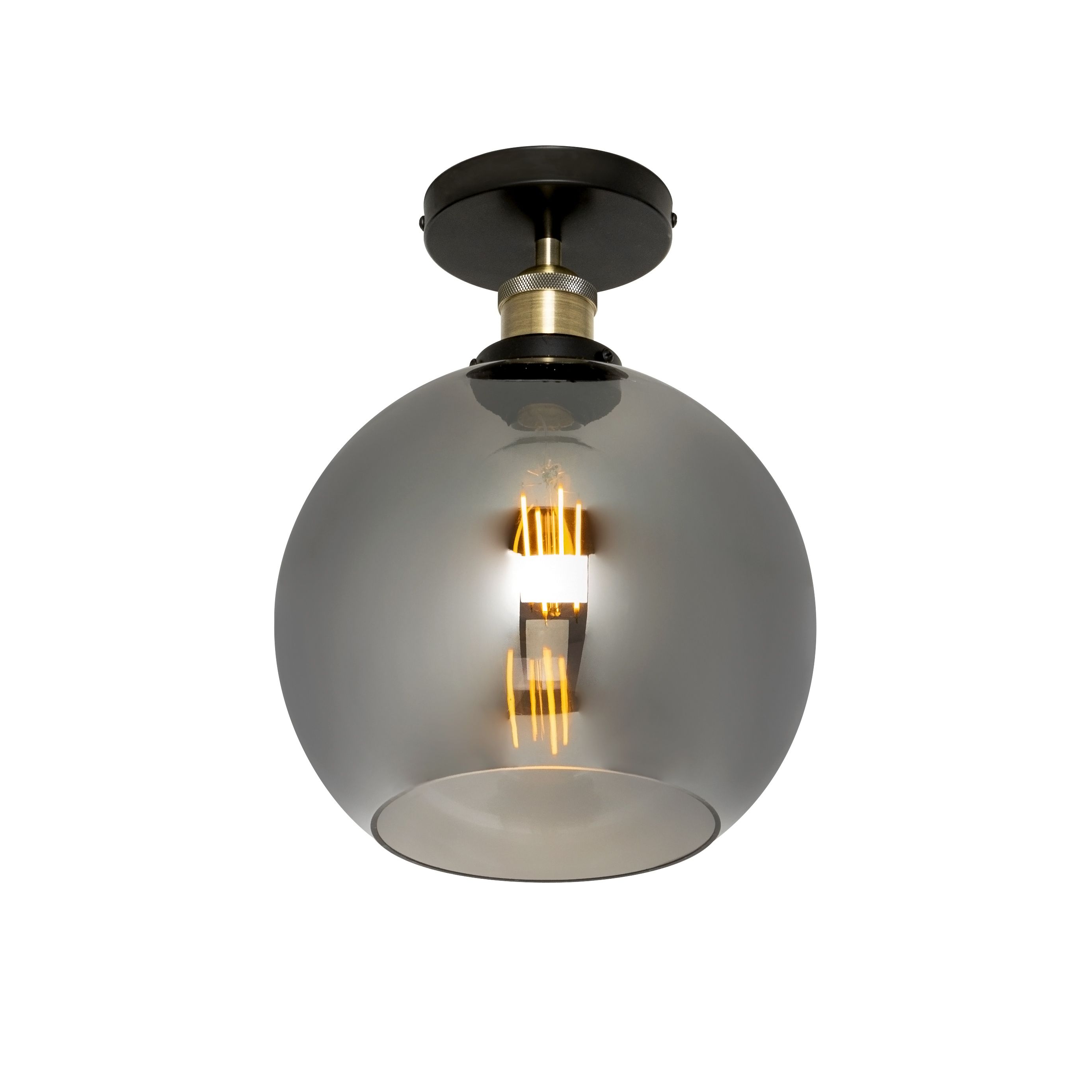 Inlight Mebel Brushed Satin Glass & metal Antique Brass effect LED Ceiling light