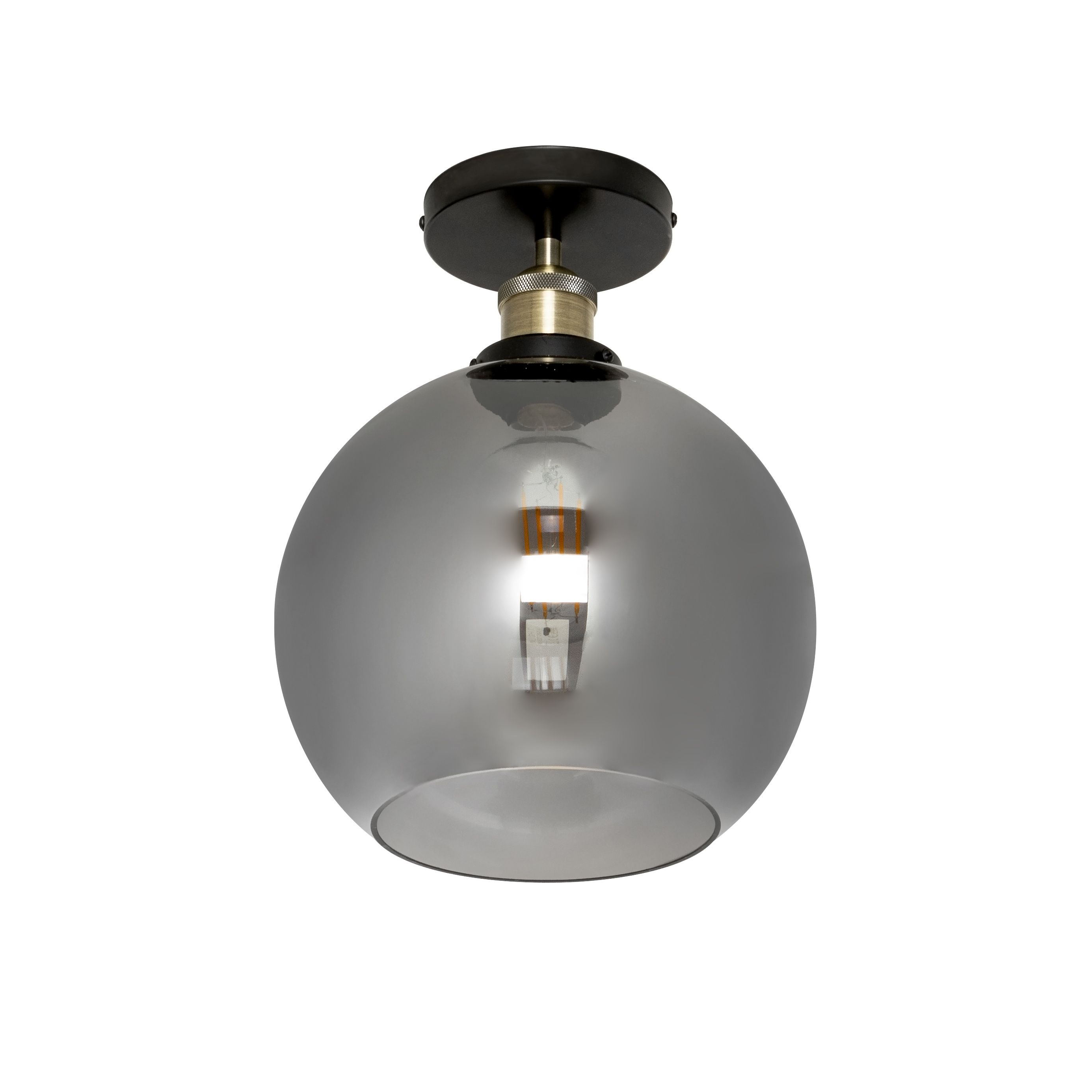 Inlight Mebel Brushed Satin Glass & metal Antique Brass effect LED Ceiling light