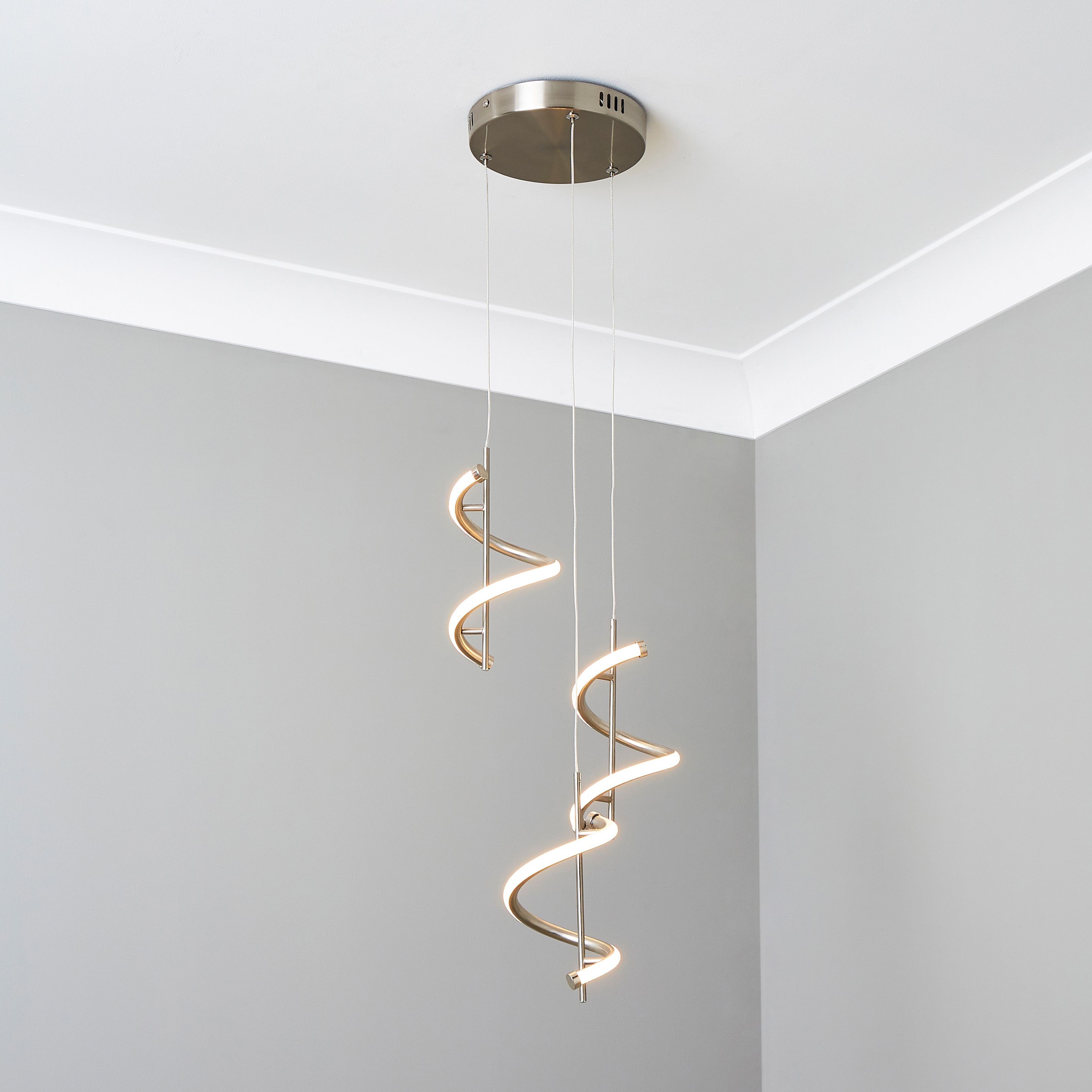 Inlight Milli Swirl Chrome effect 3 Lamp LED Pendant ceiling light, (Dia)280mm