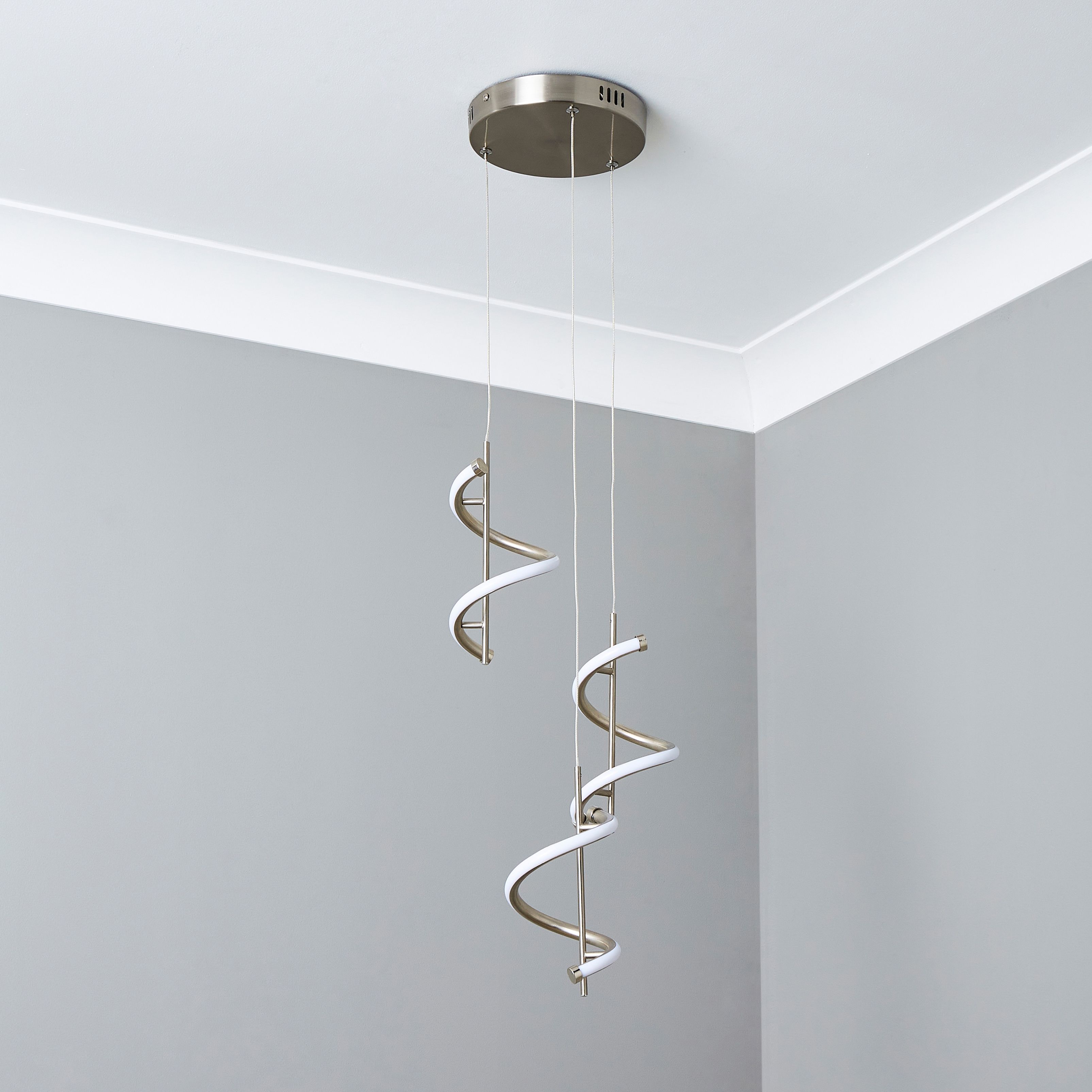 Inlight Milli Swirl Chrome effect 3 Lamp LED Pendant ceiling light, (Dia)280mm