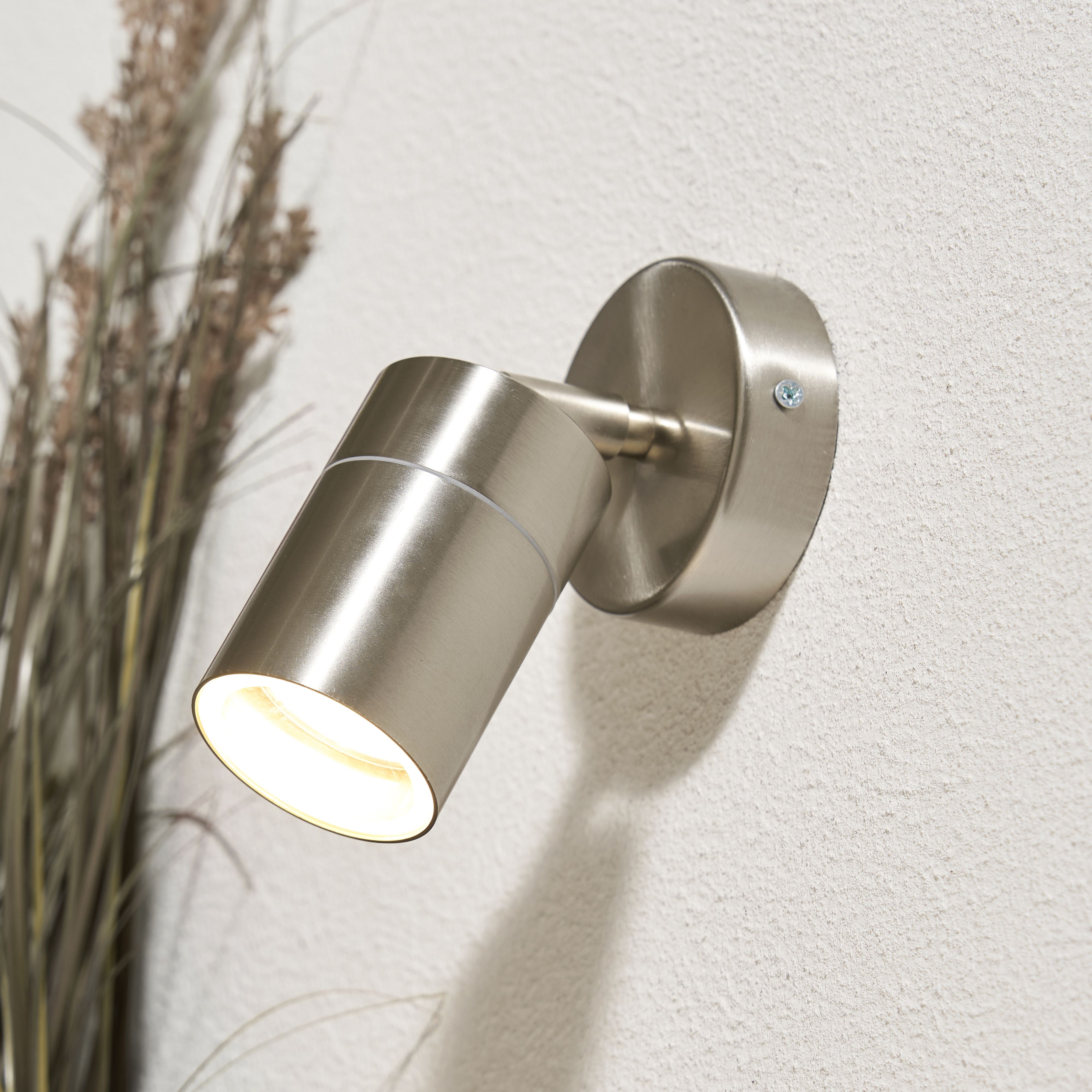Inlight Mills Adjustable Satin Stainless steel effect Mains-powered ...