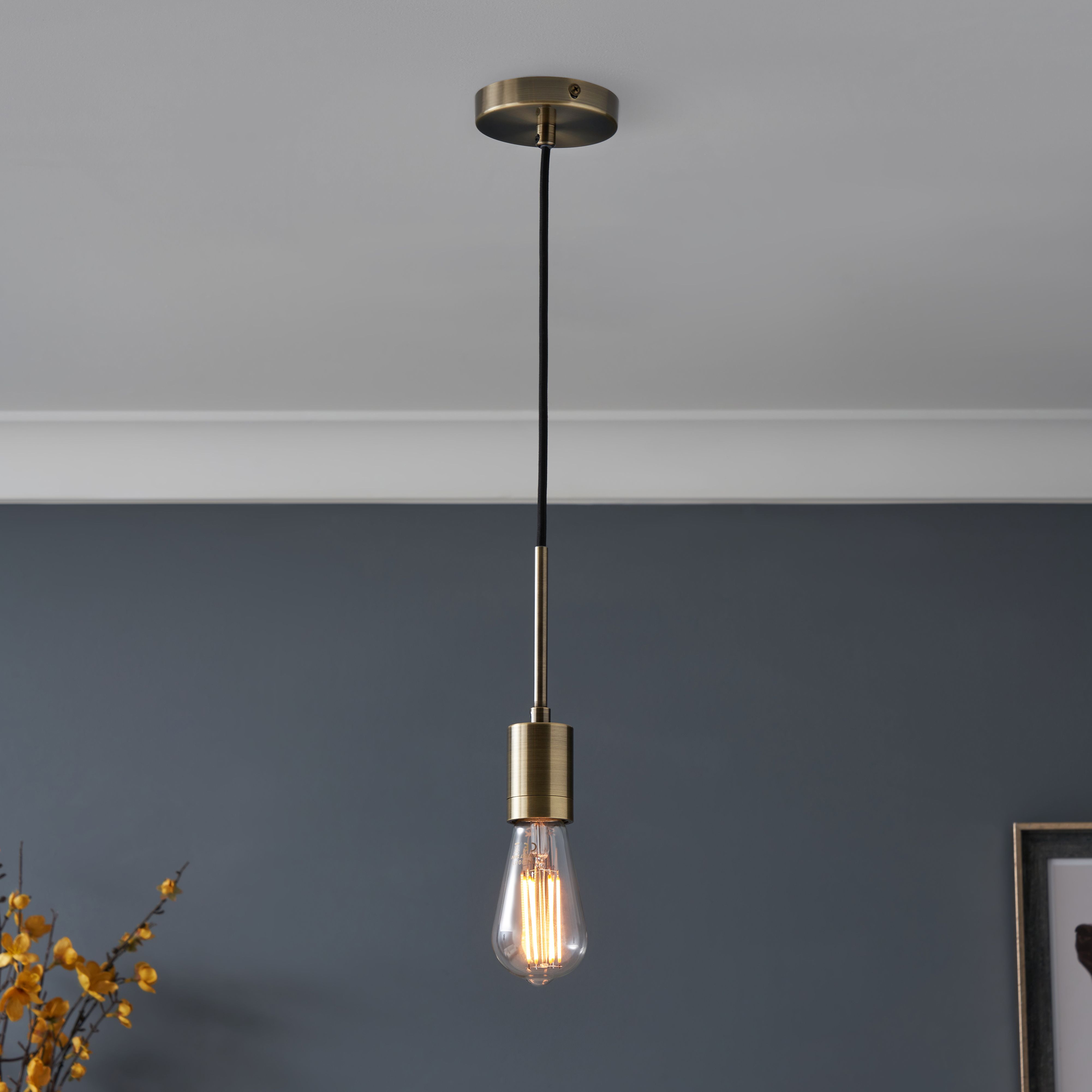 Inlight Mirim Antique brass effect E27 Cable light set (L)880mm