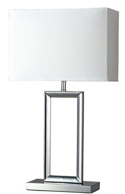 Inlight Mooki Matt white Chrome effect Rectangular Table lamp
