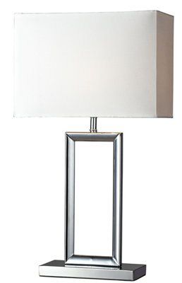 Inlight Mooki Matt white Chrome effect Rectangular Table lamp