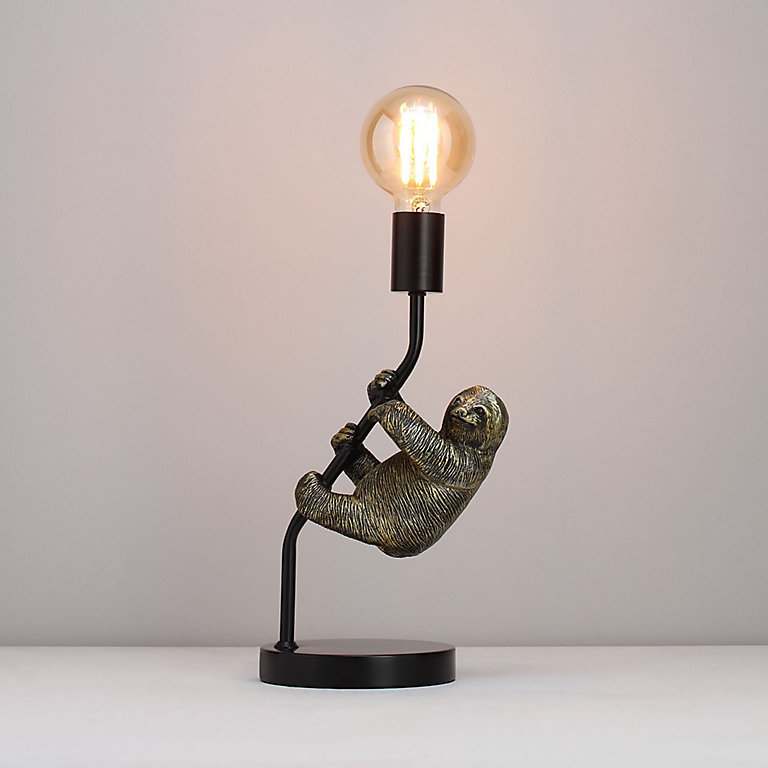Inlight Orthosie Sloth Bronze Effect, Table Lamp Halogen Bulb