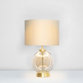 Inlight Palais Satin Champagne Brass effect Round Table lamp
