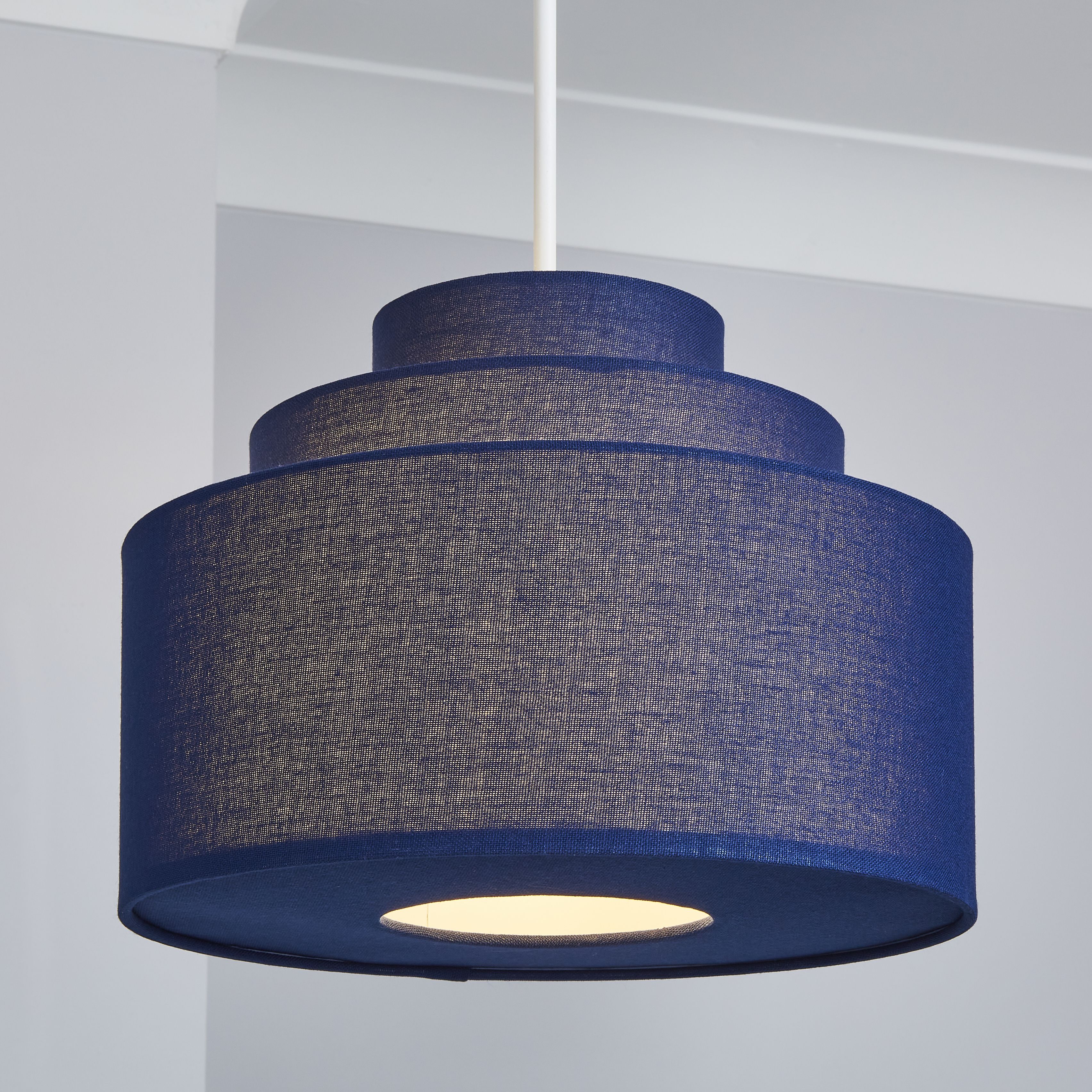 Inlight Palma Navy Tiered Cylinder Lamp shade (D)30cm