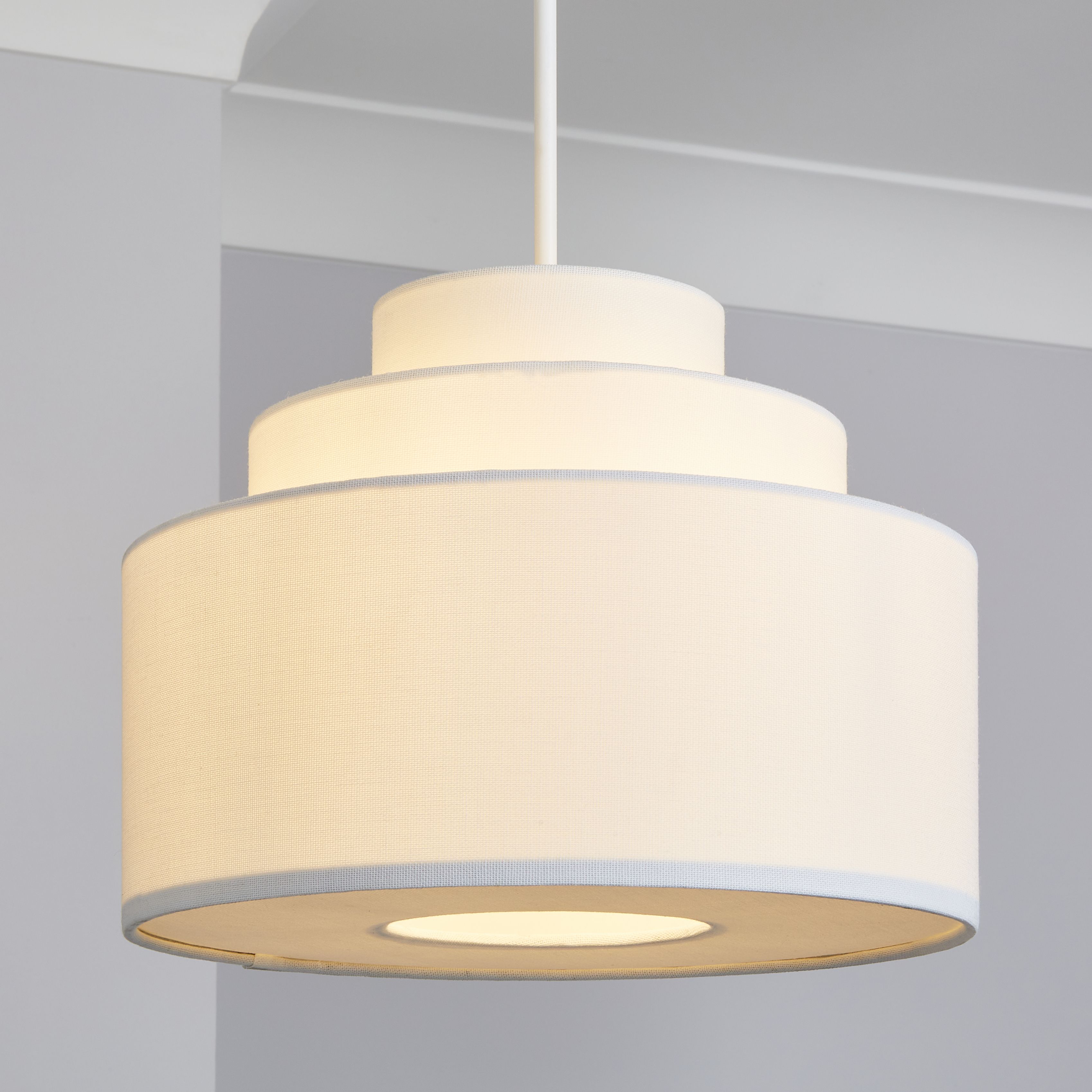 Inlight Palma White Tiered Cylinder Lamp shade (D)30cm