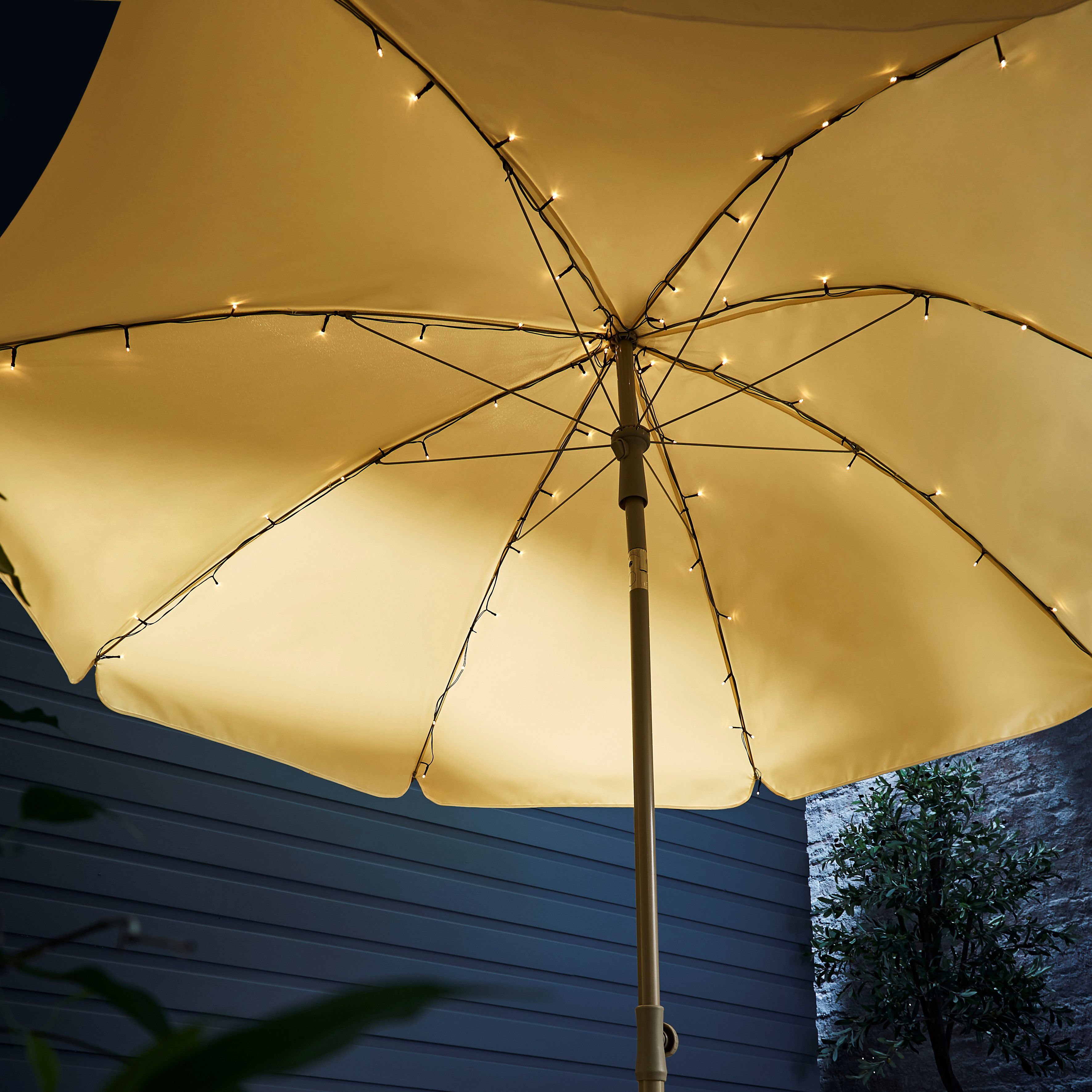 Umbrella with store solar lights