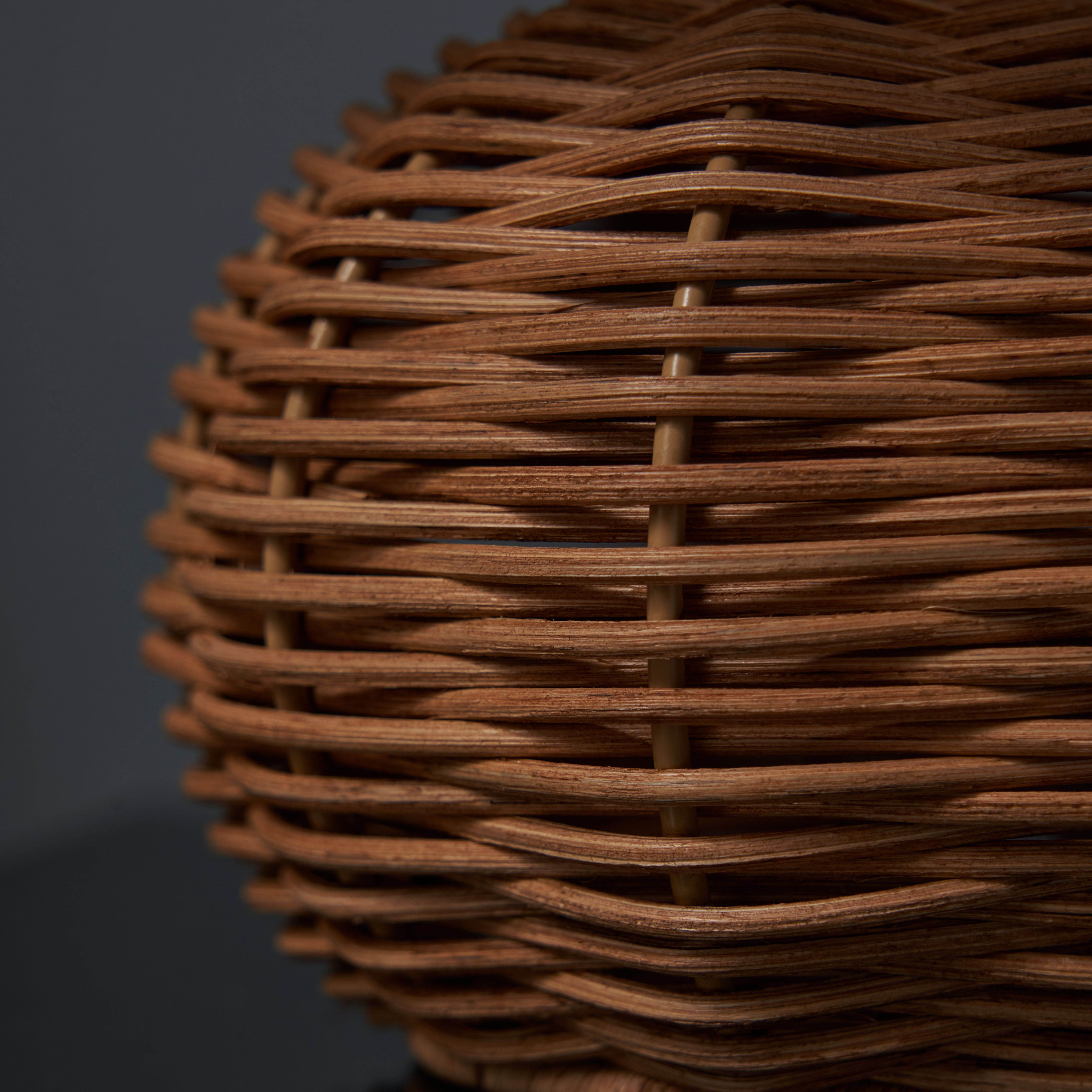 Inlight Peiros Round Matt Natural Rattan effect Table lamp, Pair