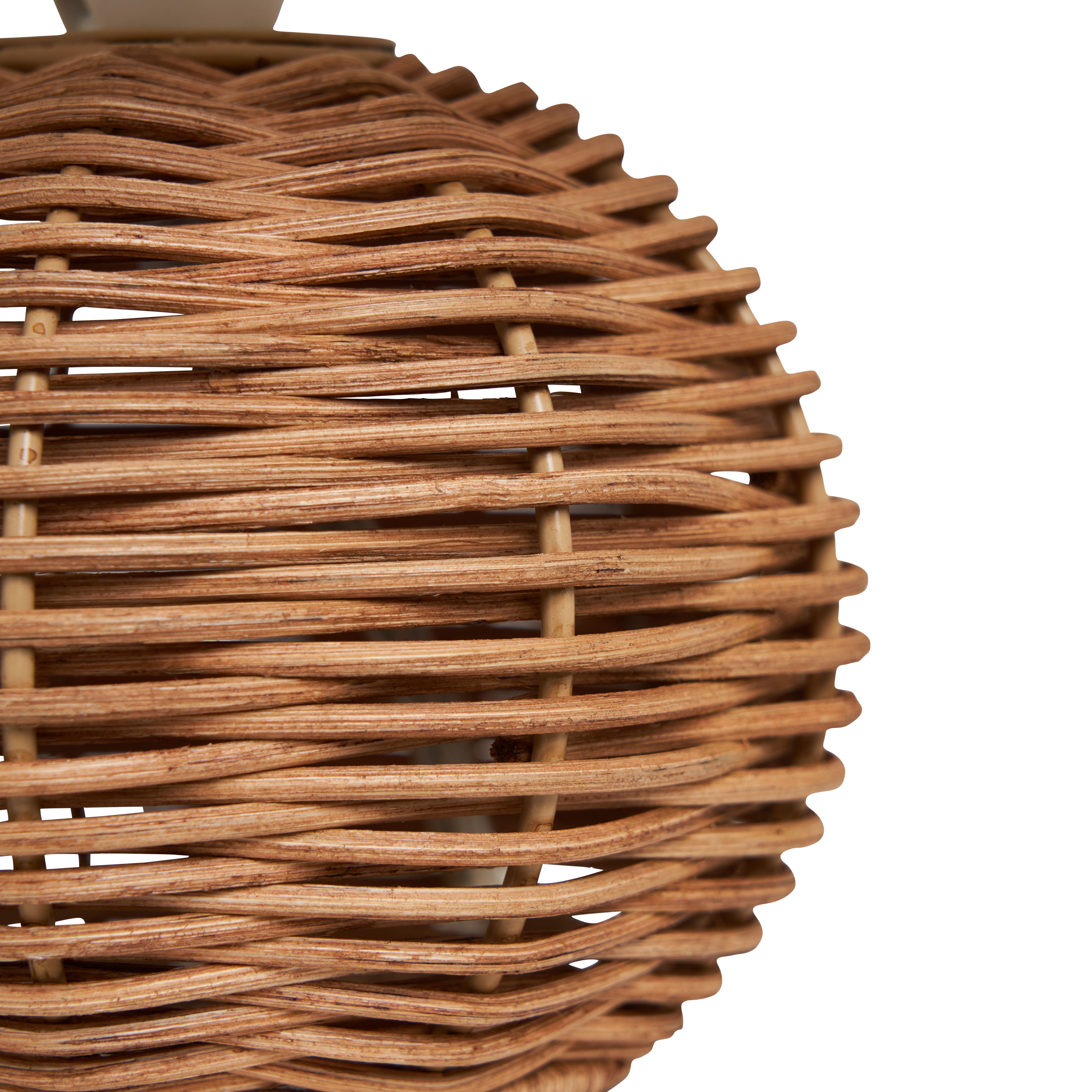 Inlight Peiros Round Matt Natural Rattan effect Table lamp, Pair