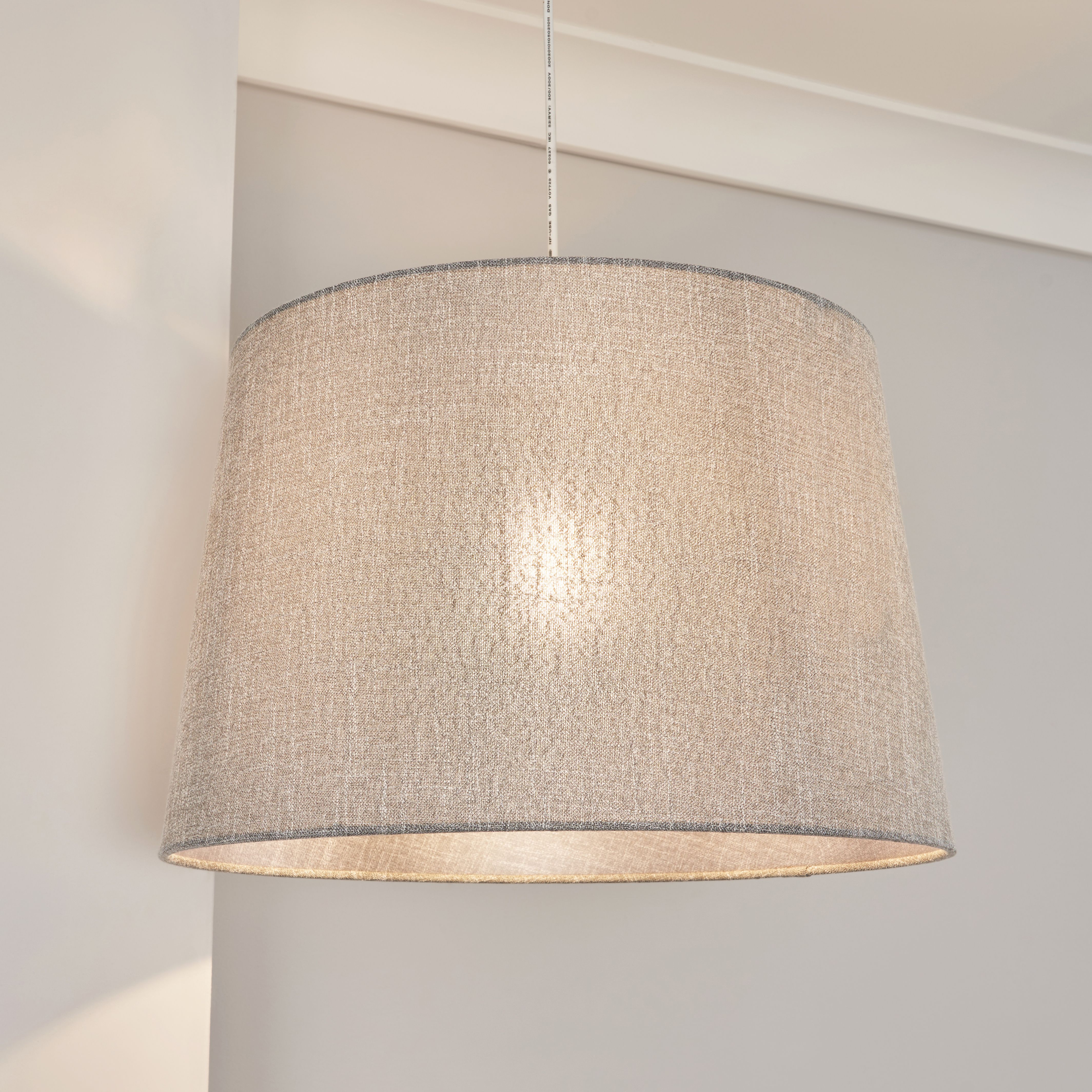 Inlight Petra Dark Grey Woven effect Slubby Cylinder Light shade (D)40cm