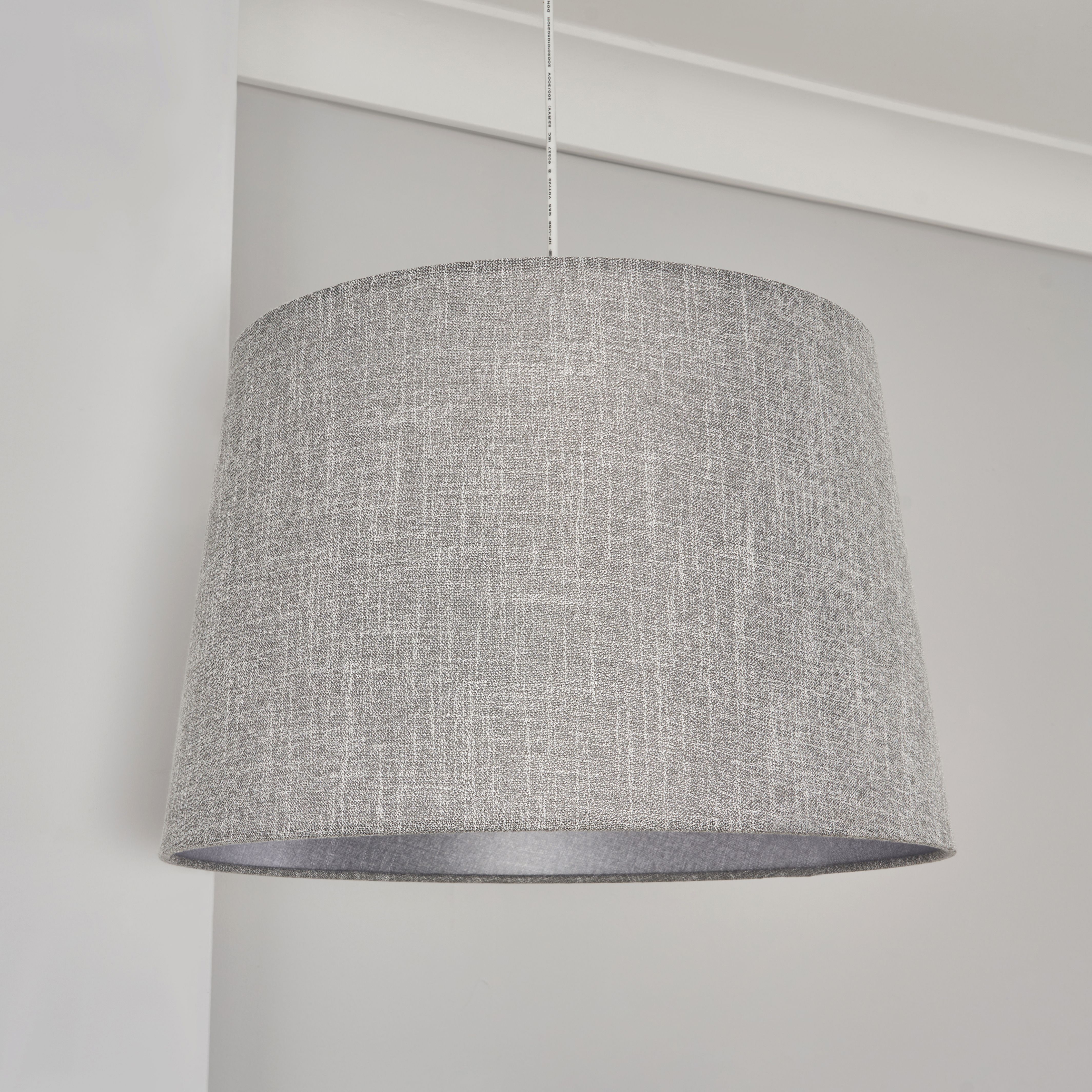 Inlight Petra Dark Grey Woven effect Slubby Cylinder Light shade (D)40cm