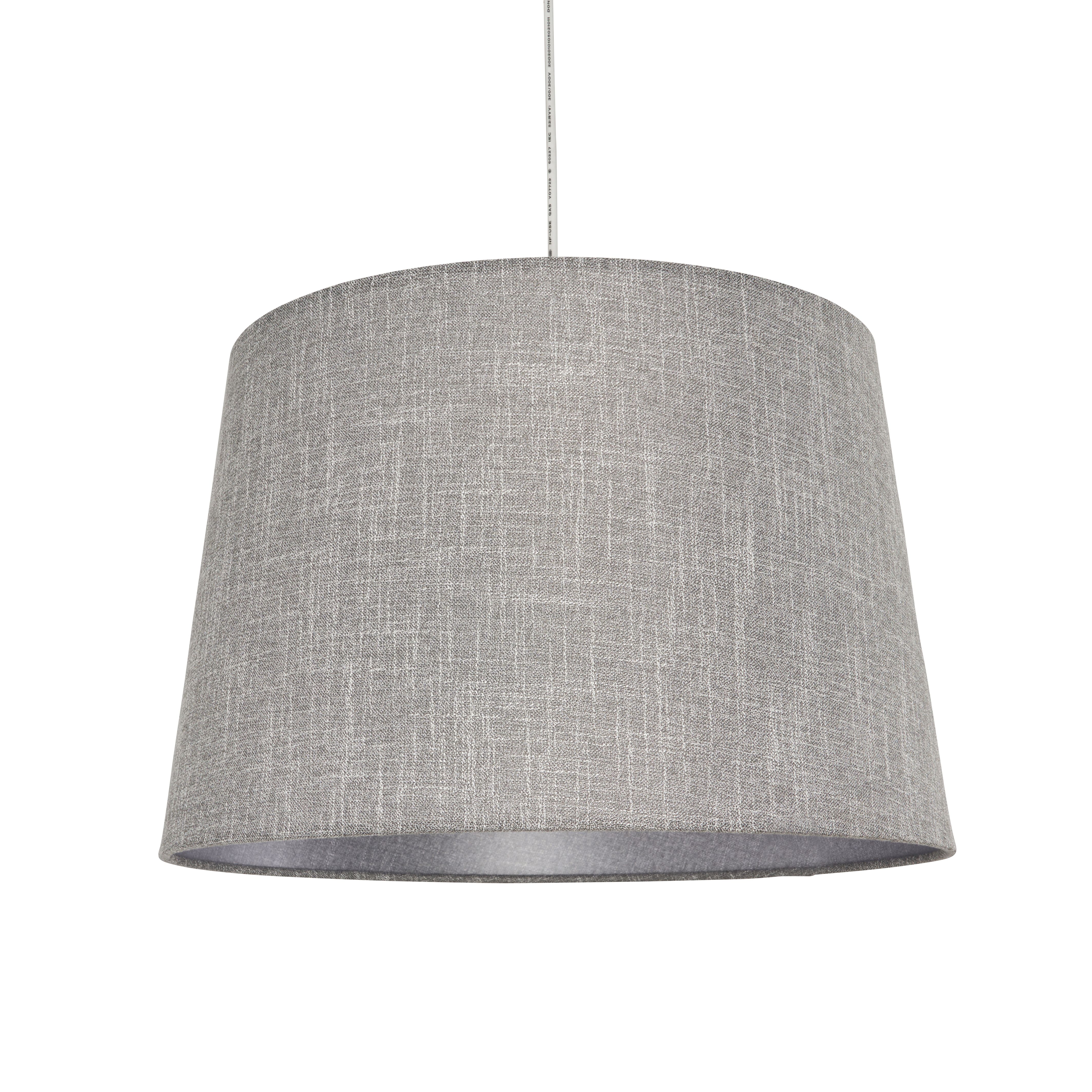 Inlight Petra Dark Grey Woven effect Slubby Cylinder Light shade (D)40cm