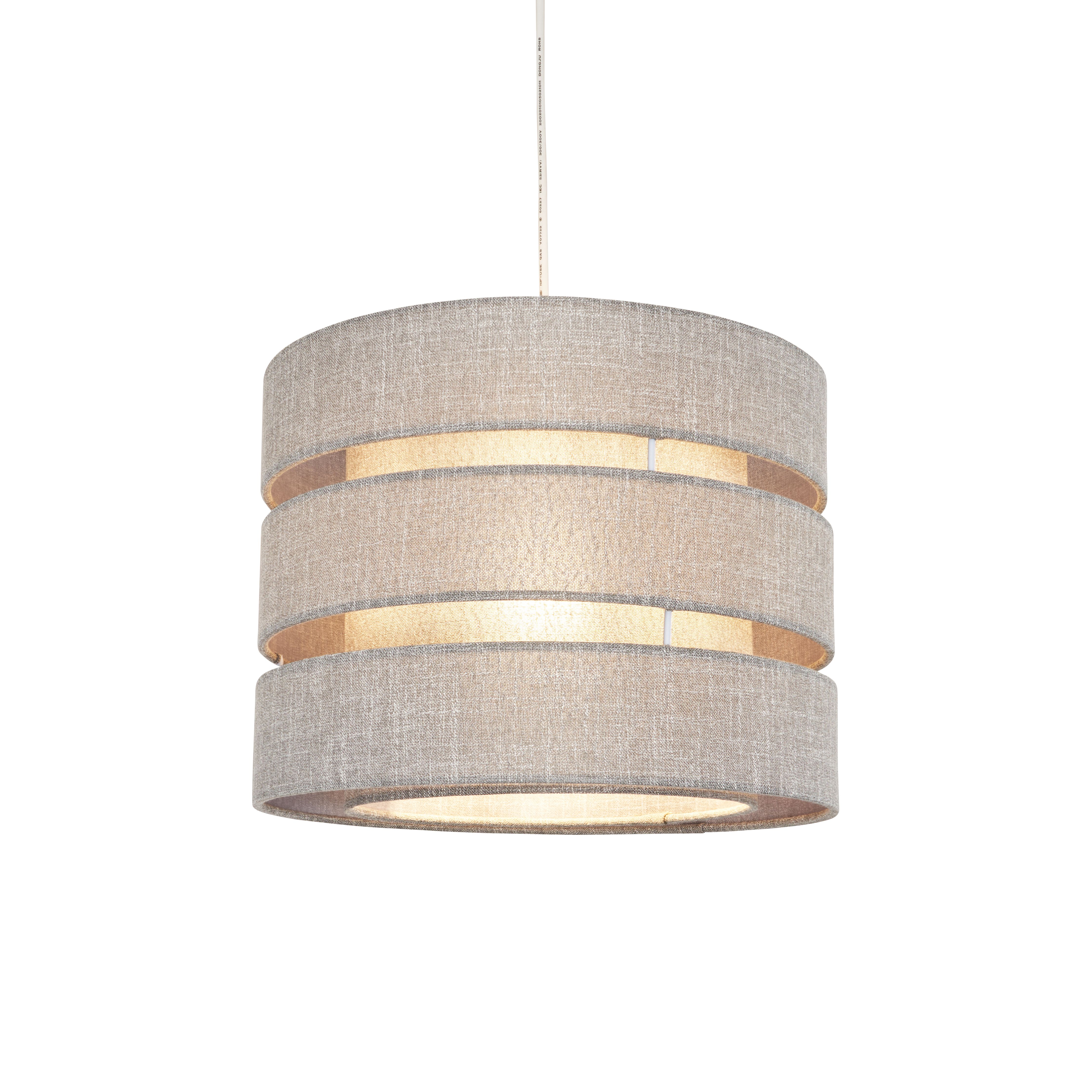 Inlight Petra Dark Grey Woven effect Slubby Trio Cylinder Light shade (D)33cm