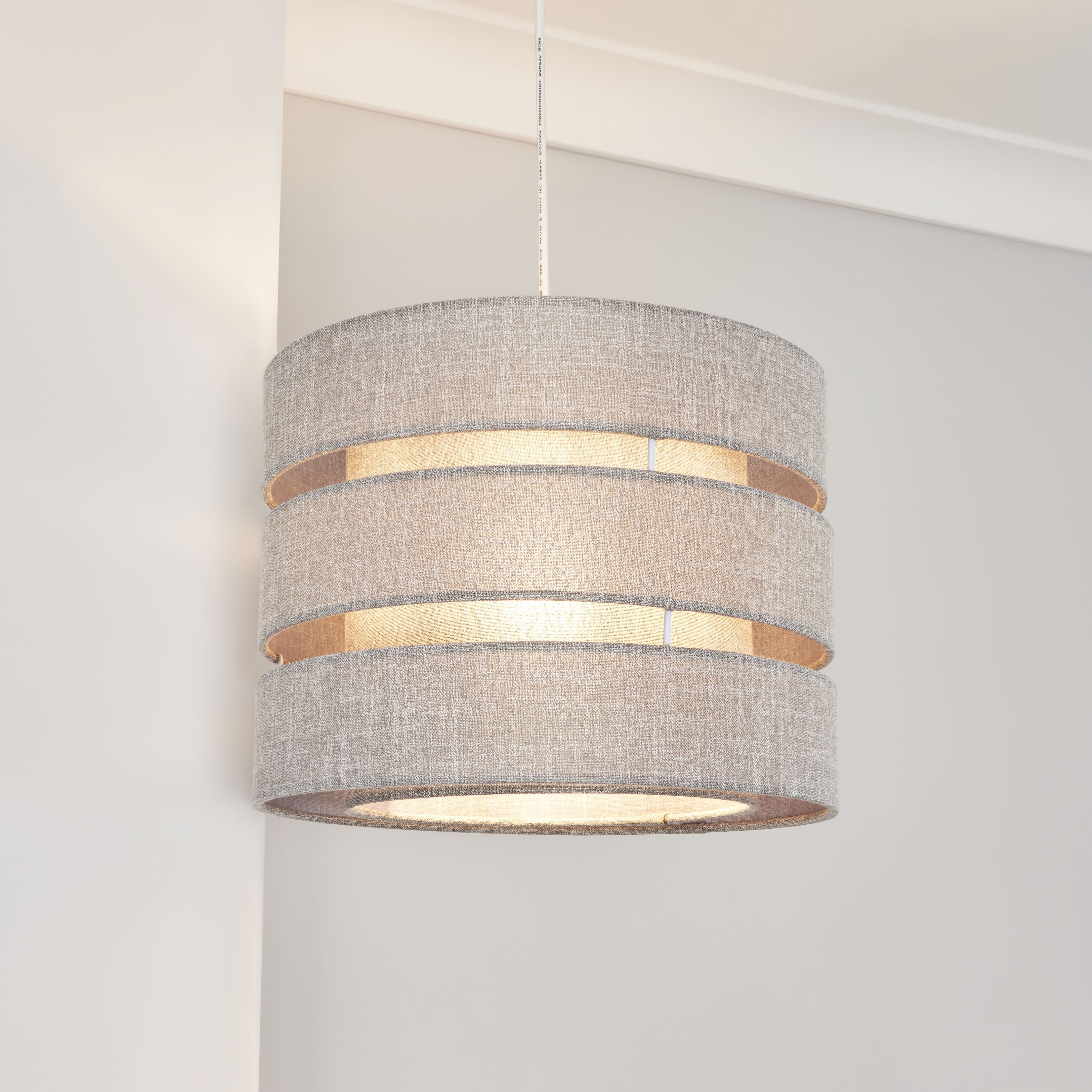 Inlight Petra Dark Grey Woven effect Slubby Trio Cylinder Light shade (D)33cm