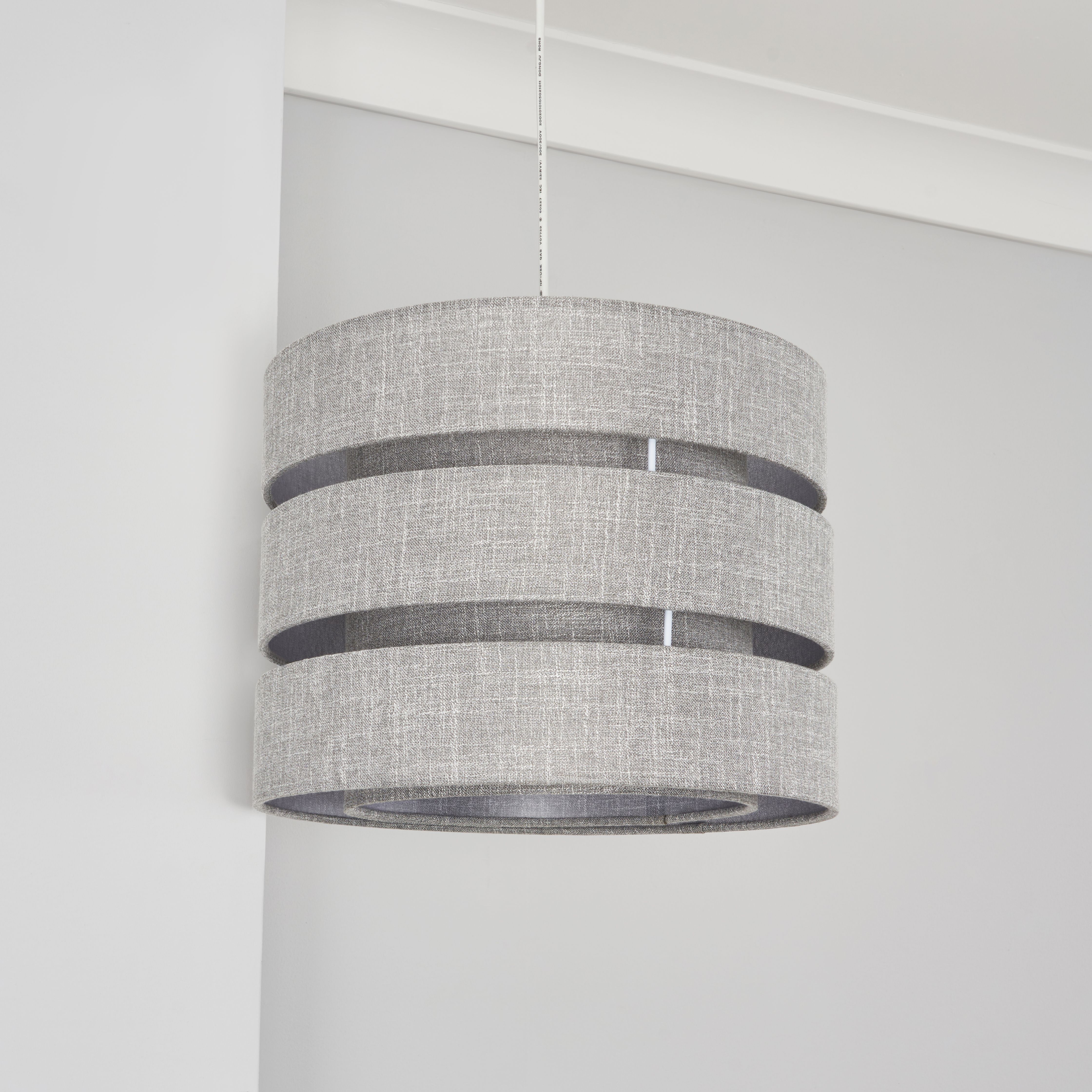 Inlight Petra Dark Grey Woven effect Slubby Trio Cylinder Light shade (D)33cm