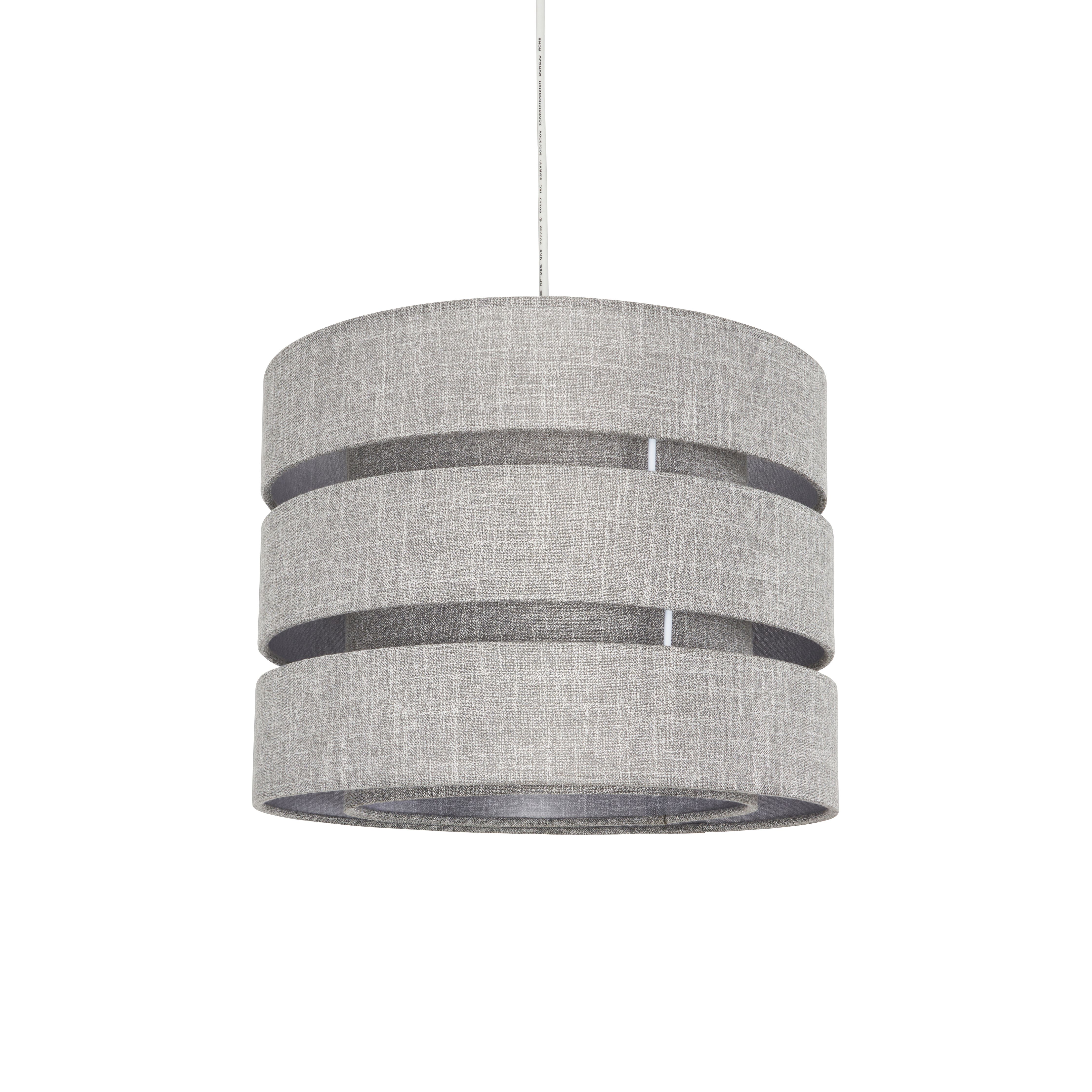 Inlight Petra Dark Grey Woven effect Slubby Trio Cylinder Light shade (D)33cm