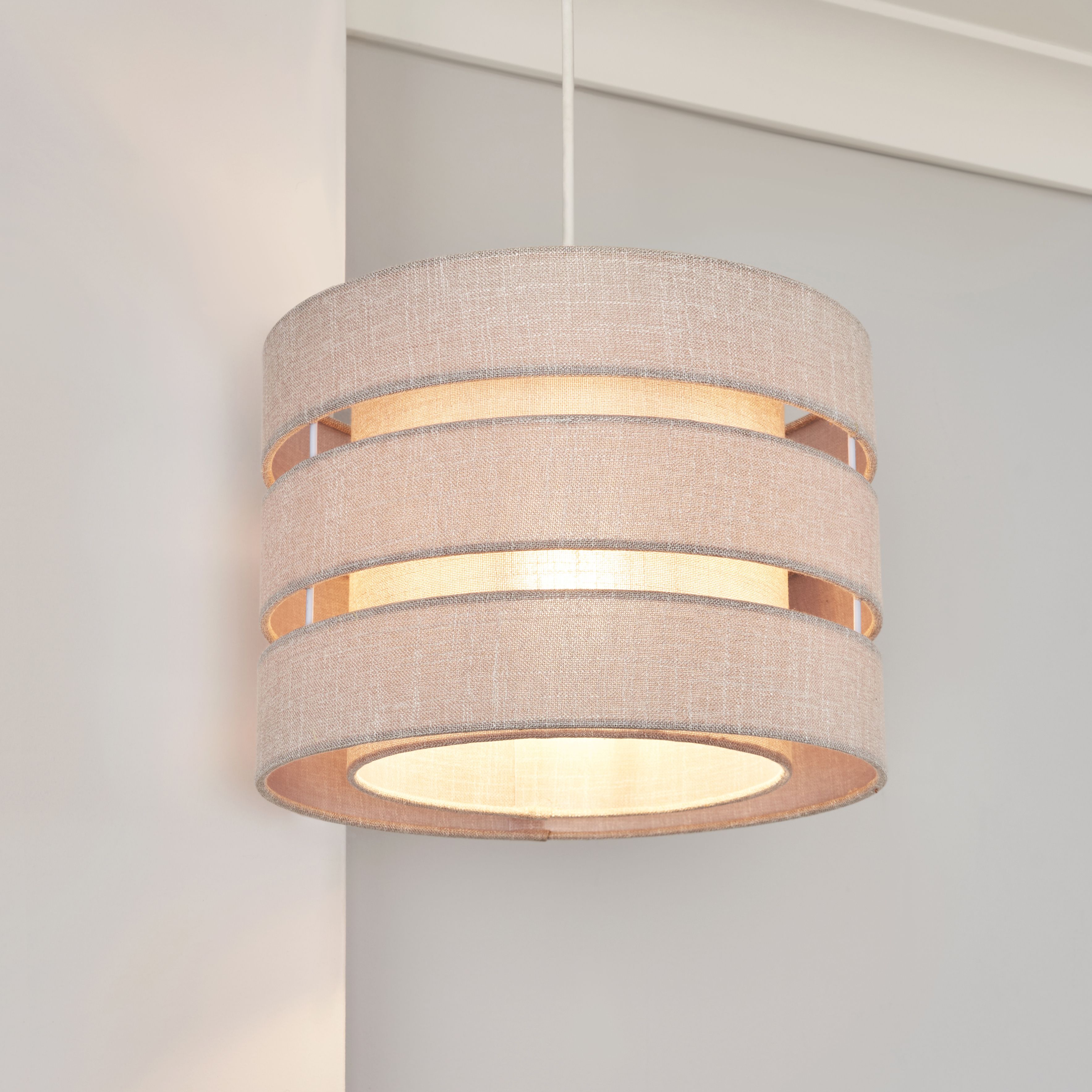 Inlight Petra Light Grey Woven effect Slubby Cylinder Light shade (D)28cm