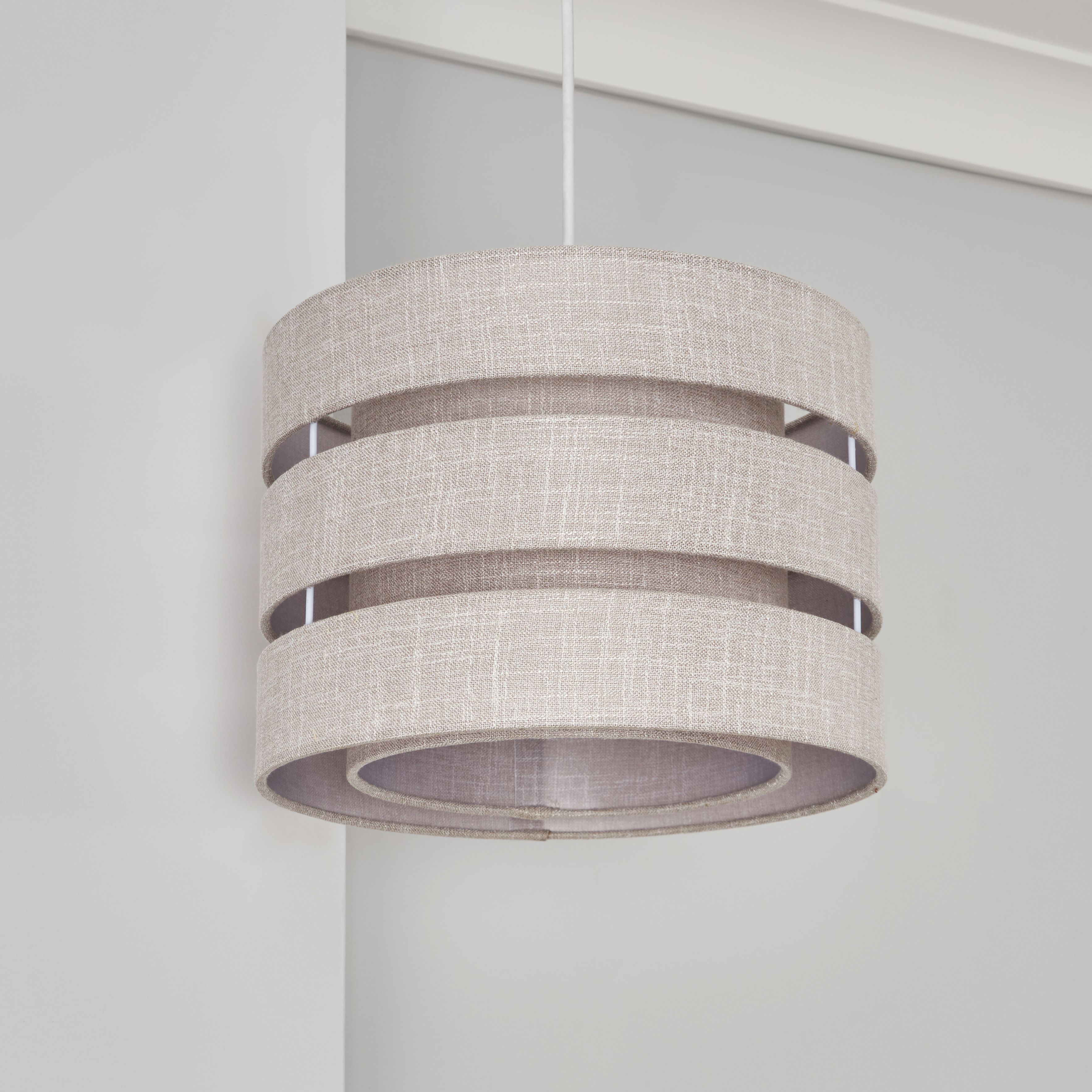 Inlight Petra Light Grey Woven effect Slubby Cylinder Light shade (D)28cm